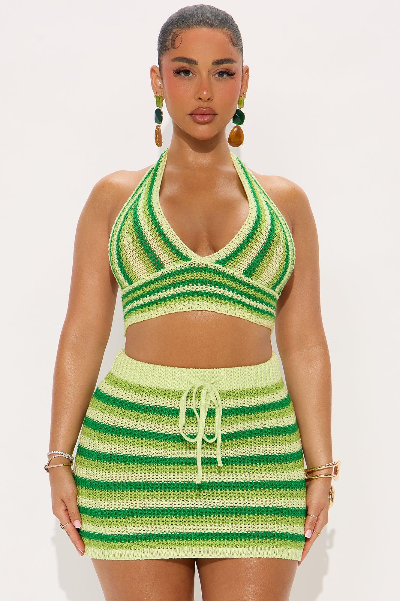 Mariyah Crochet Mini Skirt Set - Lime Product Image