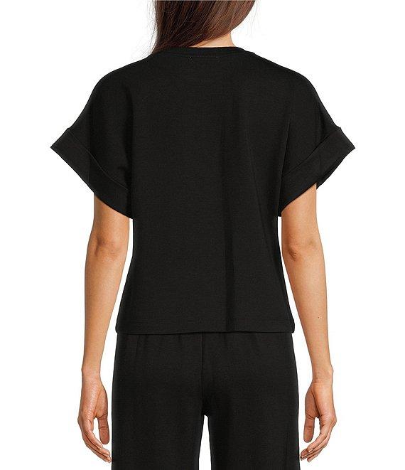 Le' AL.X Knit Crew Neck Drop Short Cuff Sleeve Coordinating Tee Product Image