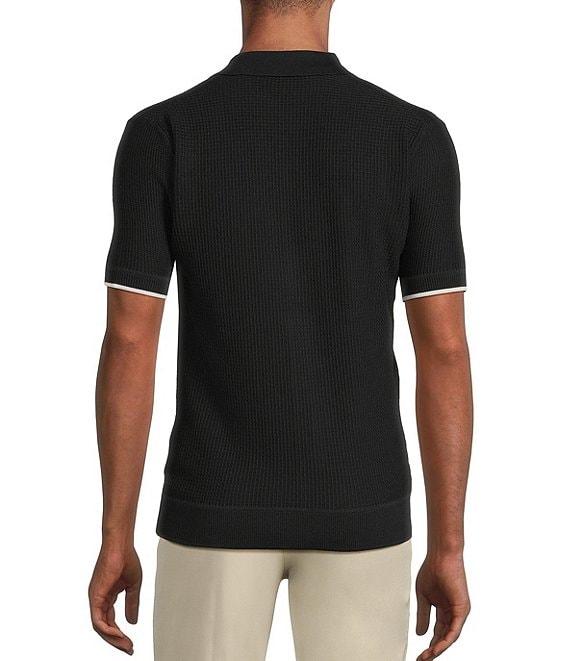 Murano Spread Collar Short Sleeve Sweater Knit Coat Front Shirt Product Image