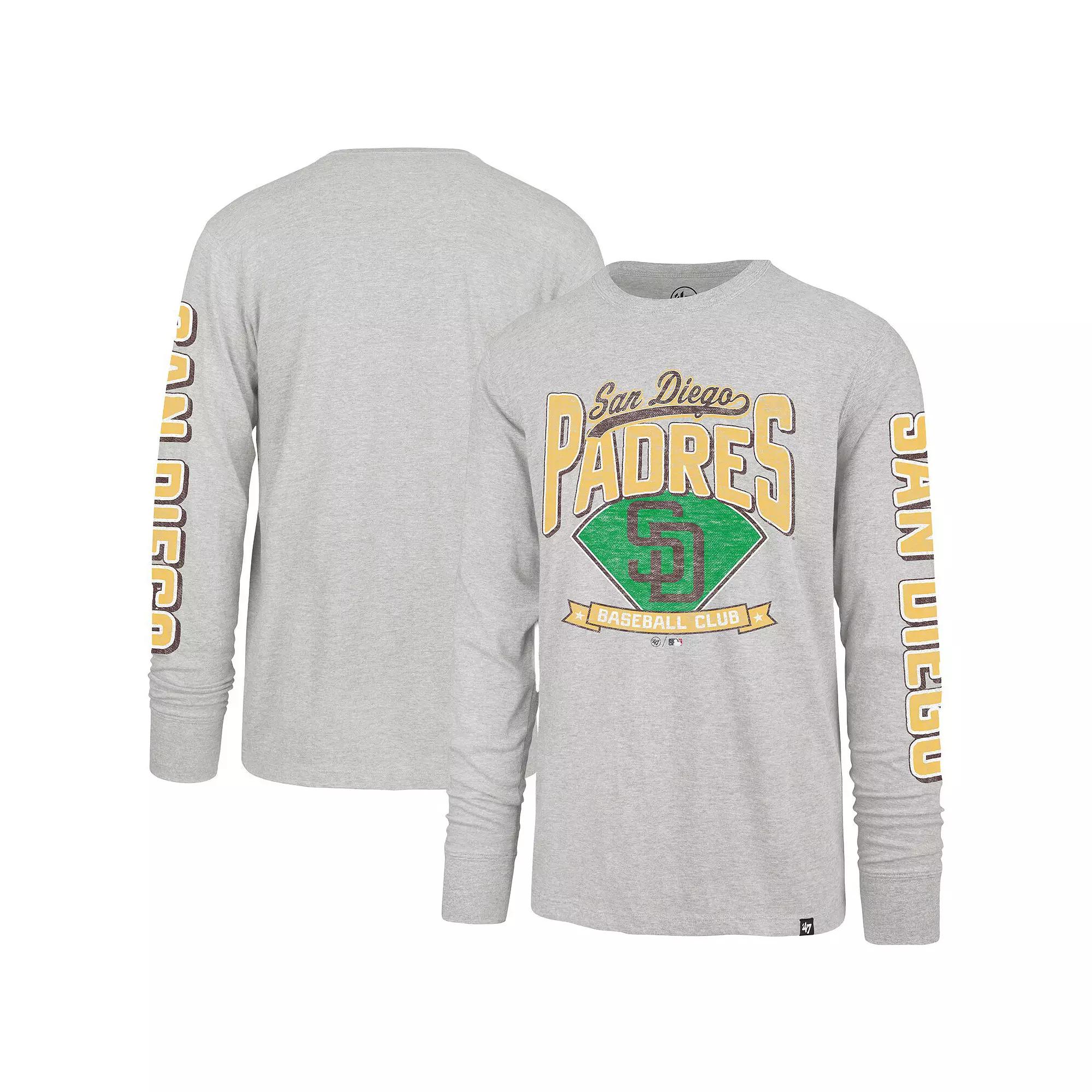 Men's '47 Gray San Diego Padres Fair Ball Franklin Long Sleeve T-Shirt,  Product Image
