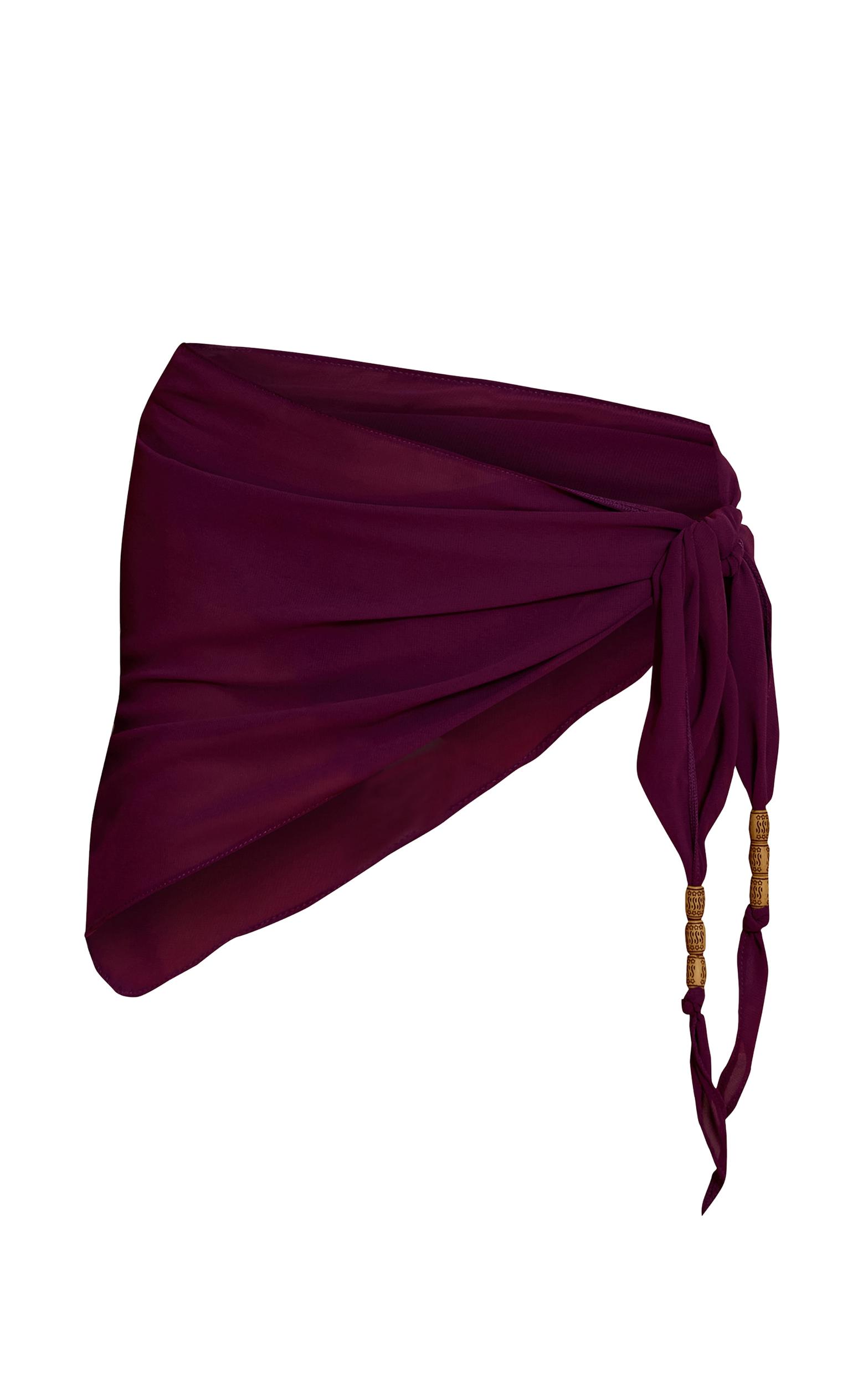Purple Chiffon Bead Trim Mini Beach Sarong Product Image