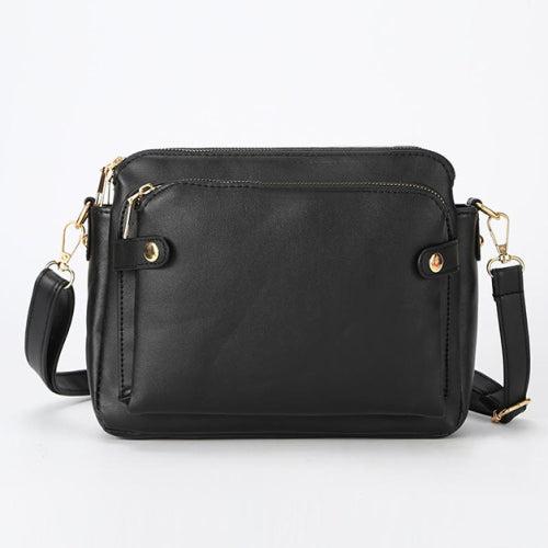 Crossbody Leather Shoulder Bag and Clutch with Stainless Steel Card Wallet Product Image