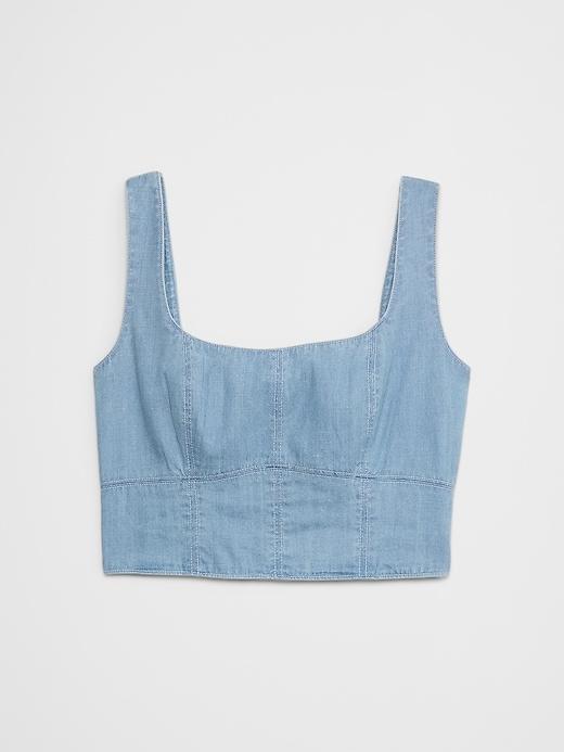 Linen-Blend Square-Neck Bustier Product Image