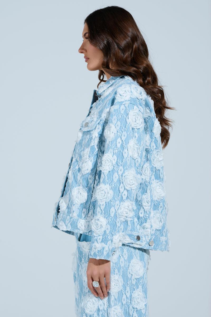 FOLLOW MY LEAD APPLIQUE DENIM JACKET Product Image