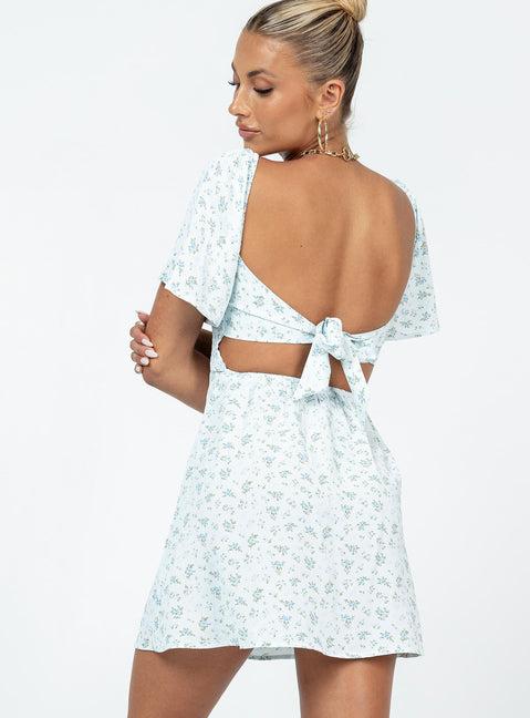 Summer Nights Mini Dress Blue Floral Product Image