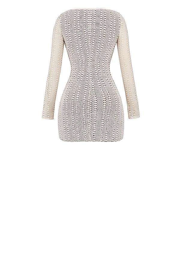 Carmelita  natural knit lace up dress Product Image