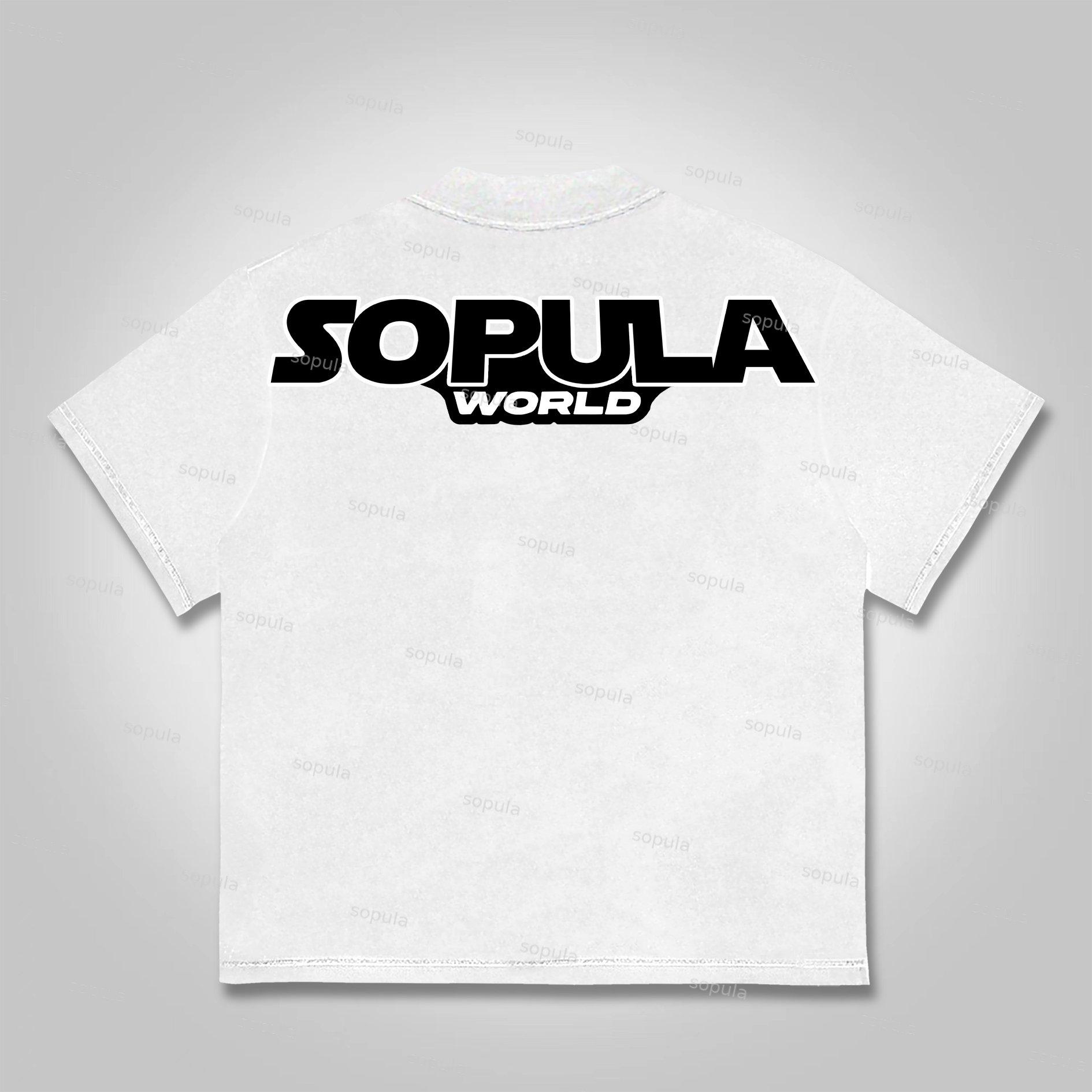 Sopula Street Map Crosshair Pattern Cotton T-shirt Product Image