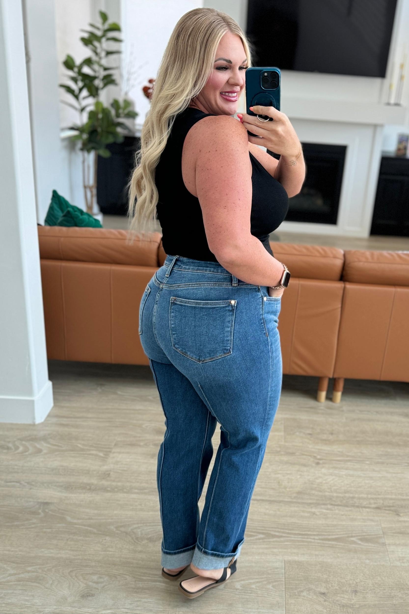 Corrine Mid Rise Control Top Vintage Straight Jeans Product Image