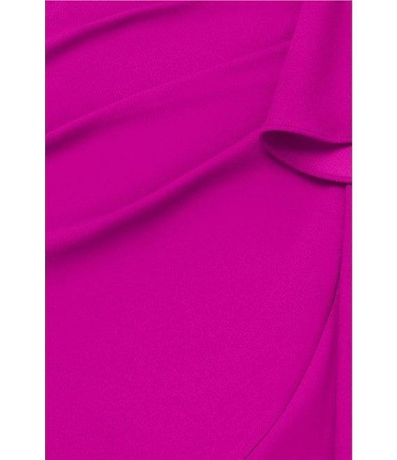 Betsy & Adam Petite Size Sleeveless V-Neck Spiral Ruffle Cascade Gown Product Image