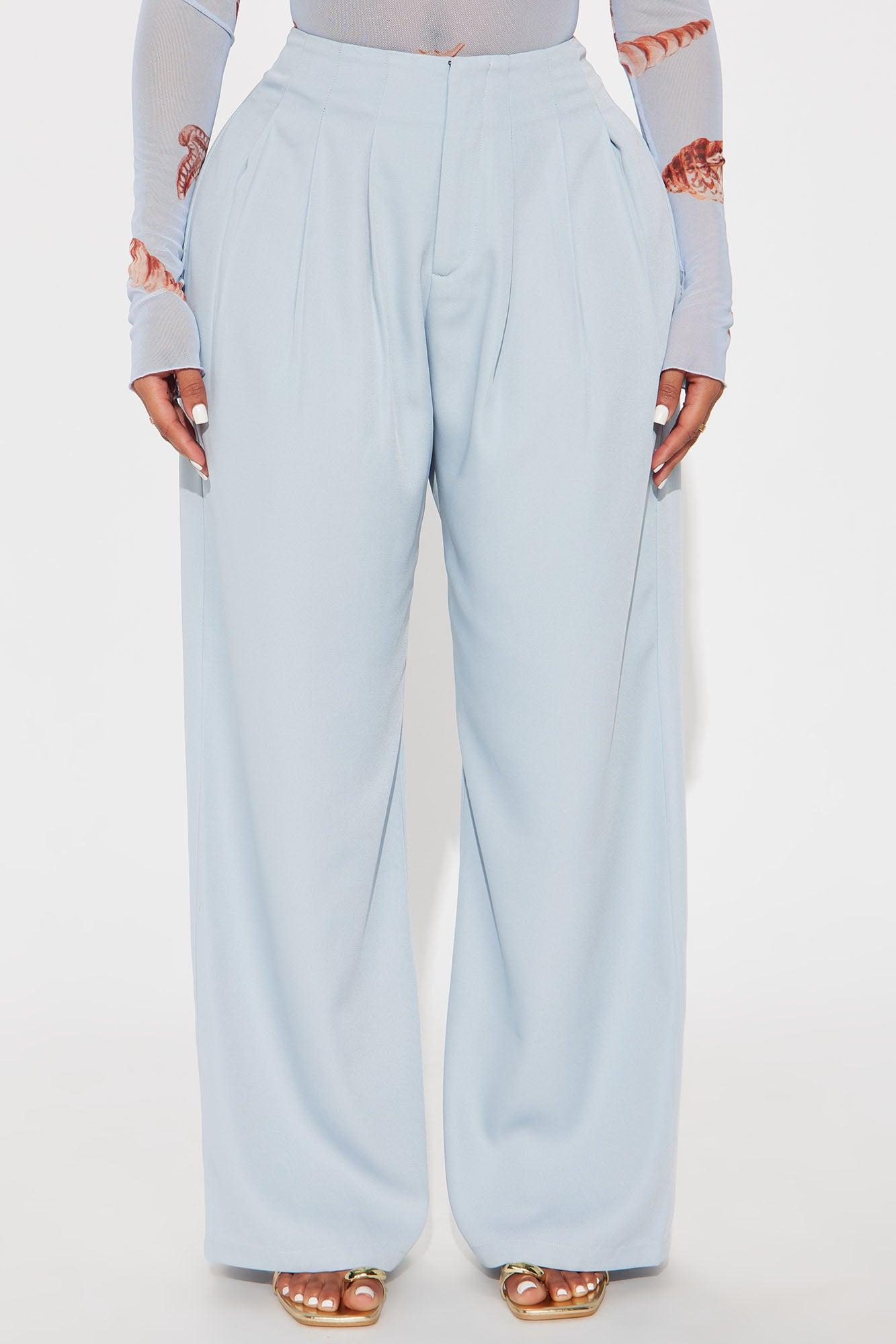 Kim Pleated Trouser - Light Blue Product Image