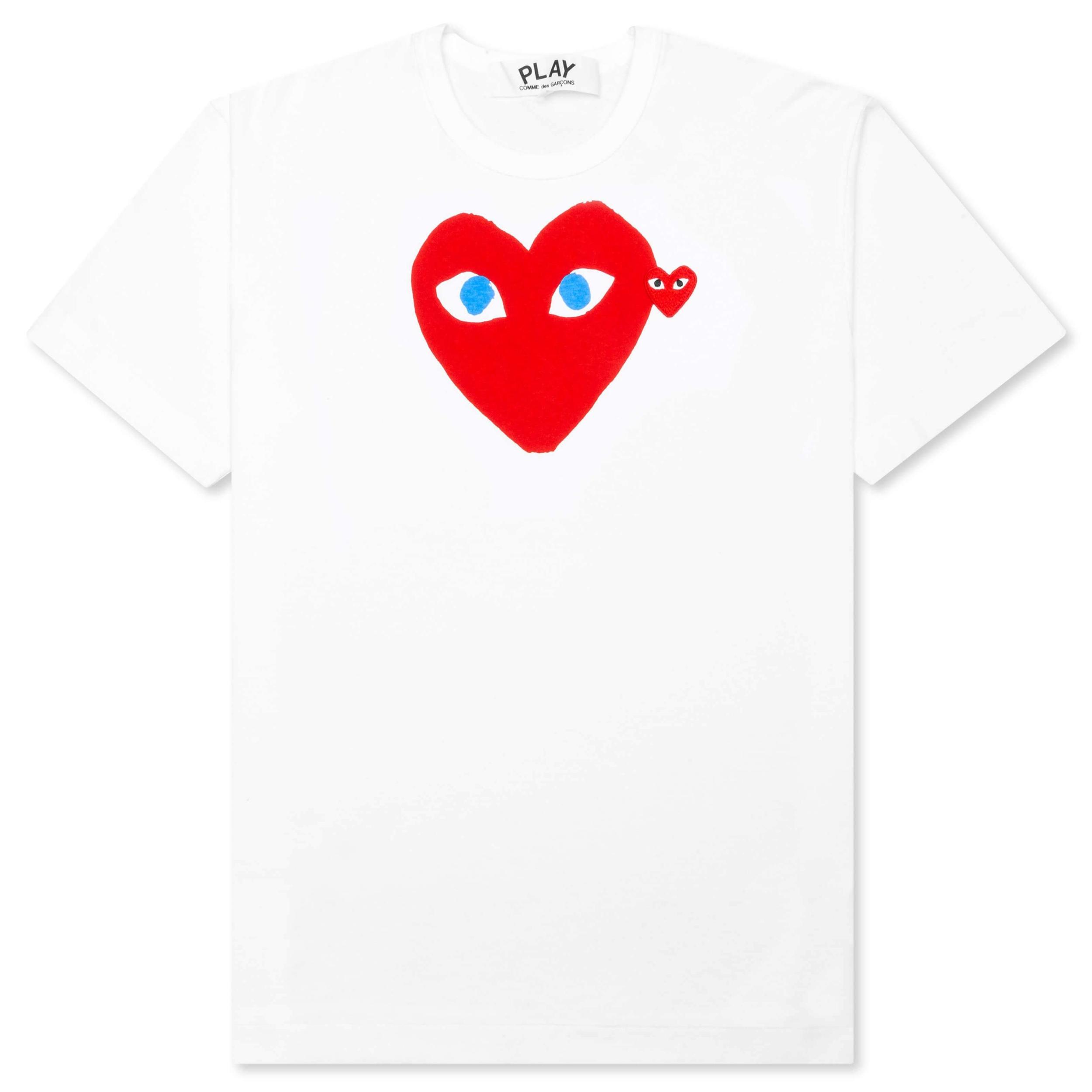 Red Emblem Long Heart T-Shirt - White Male Product Image