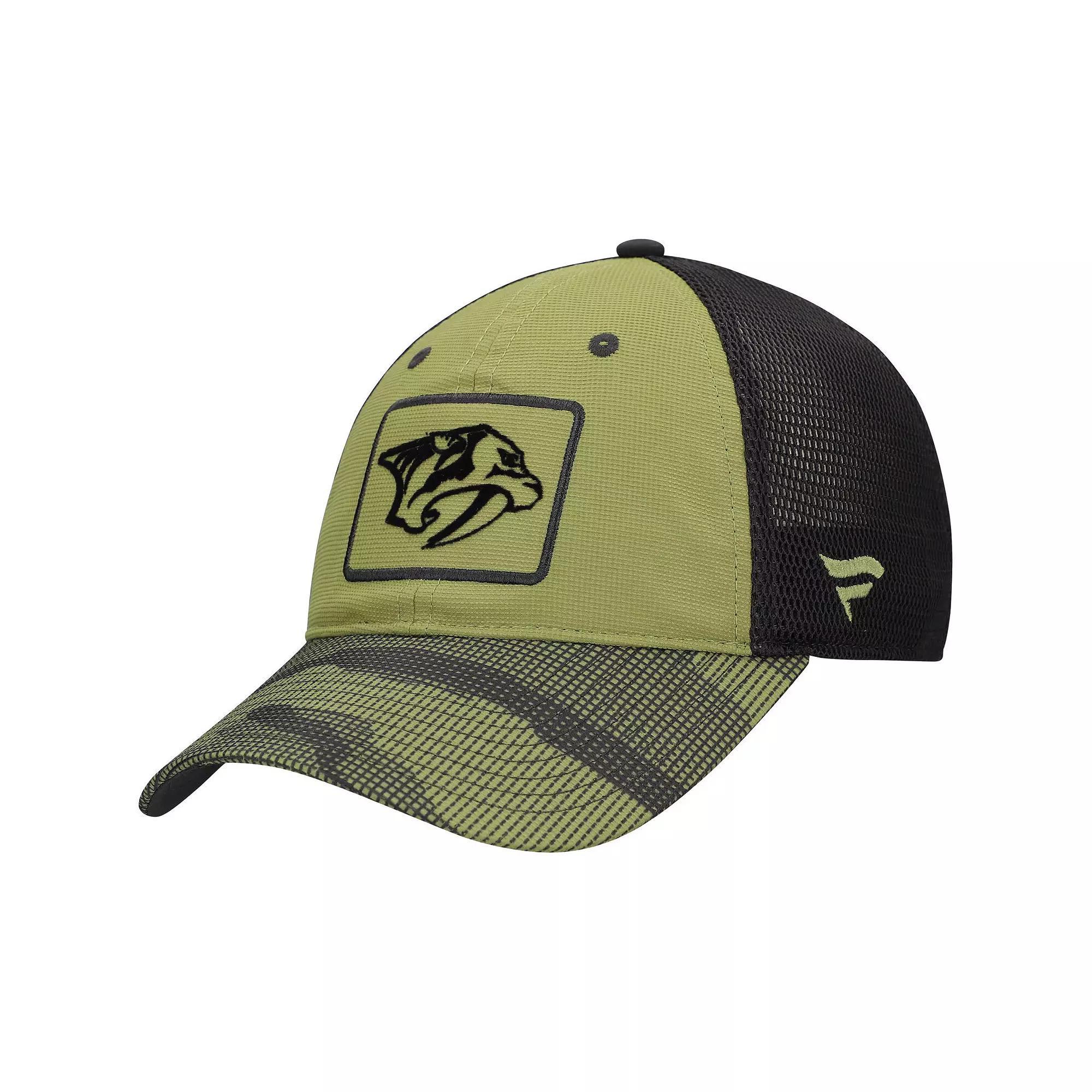 Men's Fanatics  Olive Nashville Predators Military Appreciation Trucker Adjustable Hat, Pdt Team Product Image