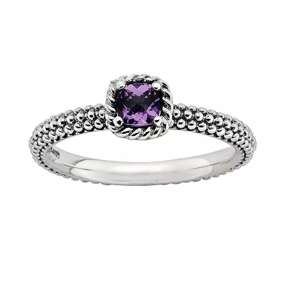Stacks & Stones Sterling Silver Amethyst Stack Ring, Women's, Size: 8, Purple Product Image