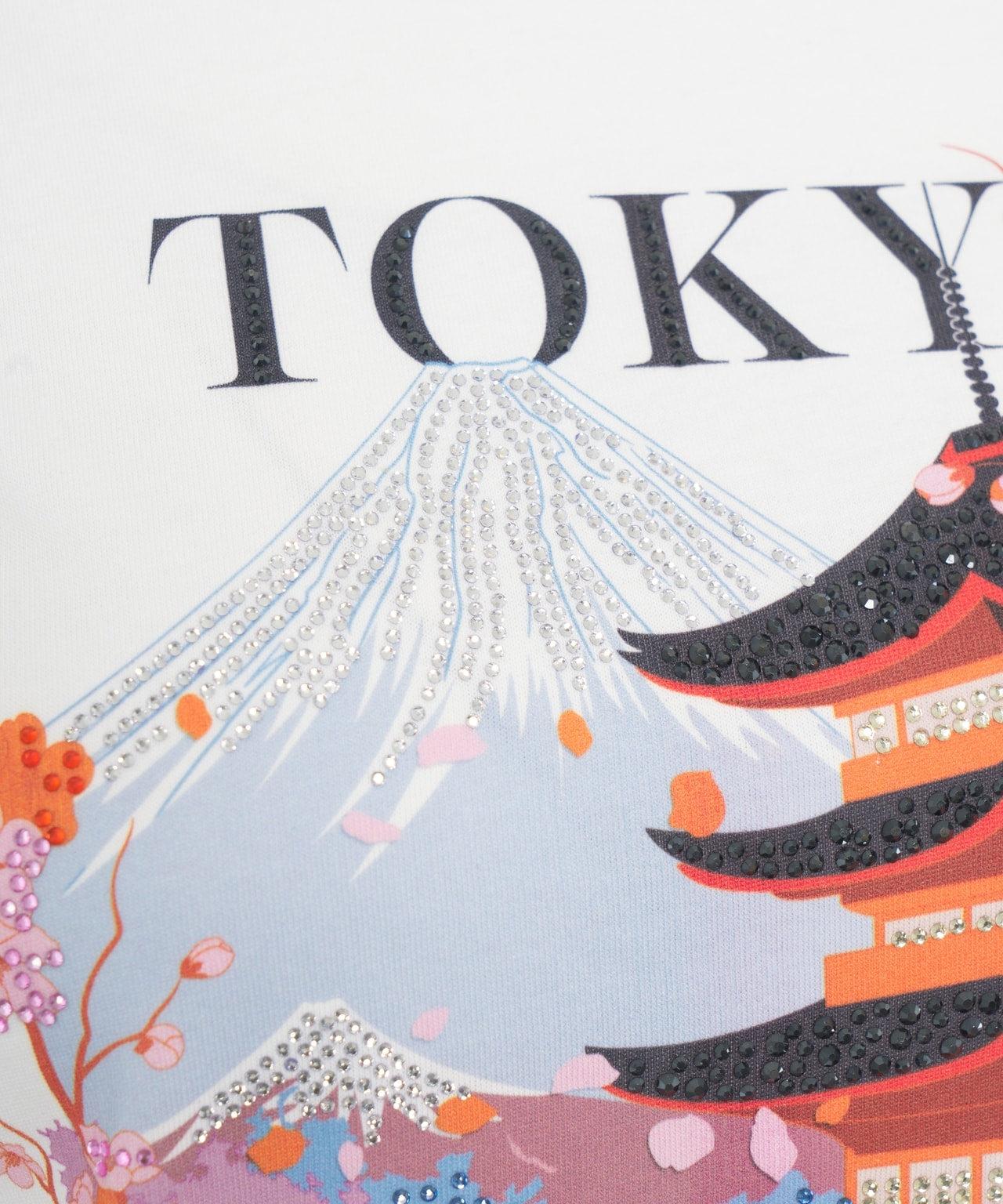 T-shirt with print and rhinestones Product Image