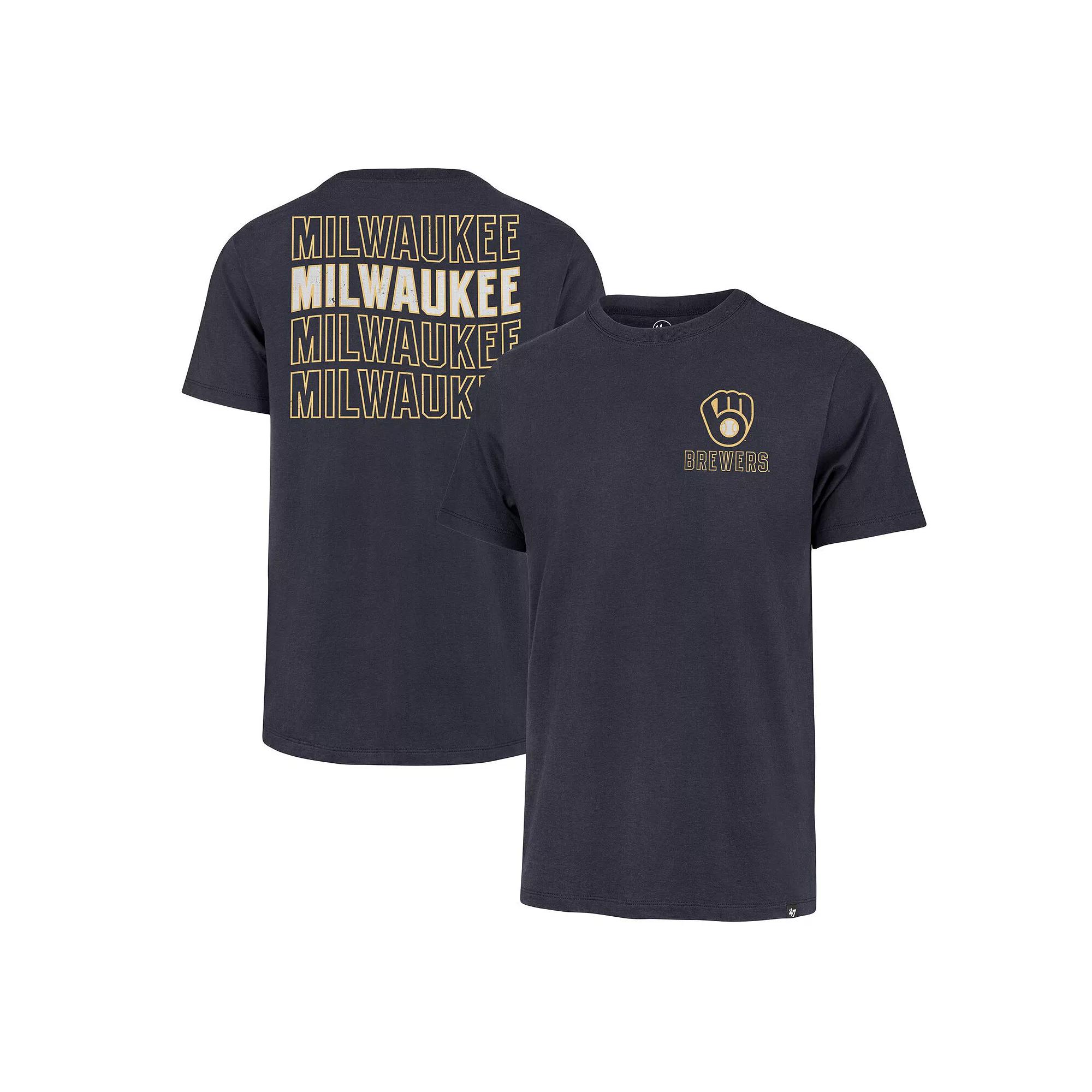 Men's '47 Navy Milwaukee Brewers Hang Back Franklin T-Shirt,  Product Image