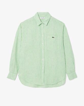Oversized Striped Linen Shirt Product Image
