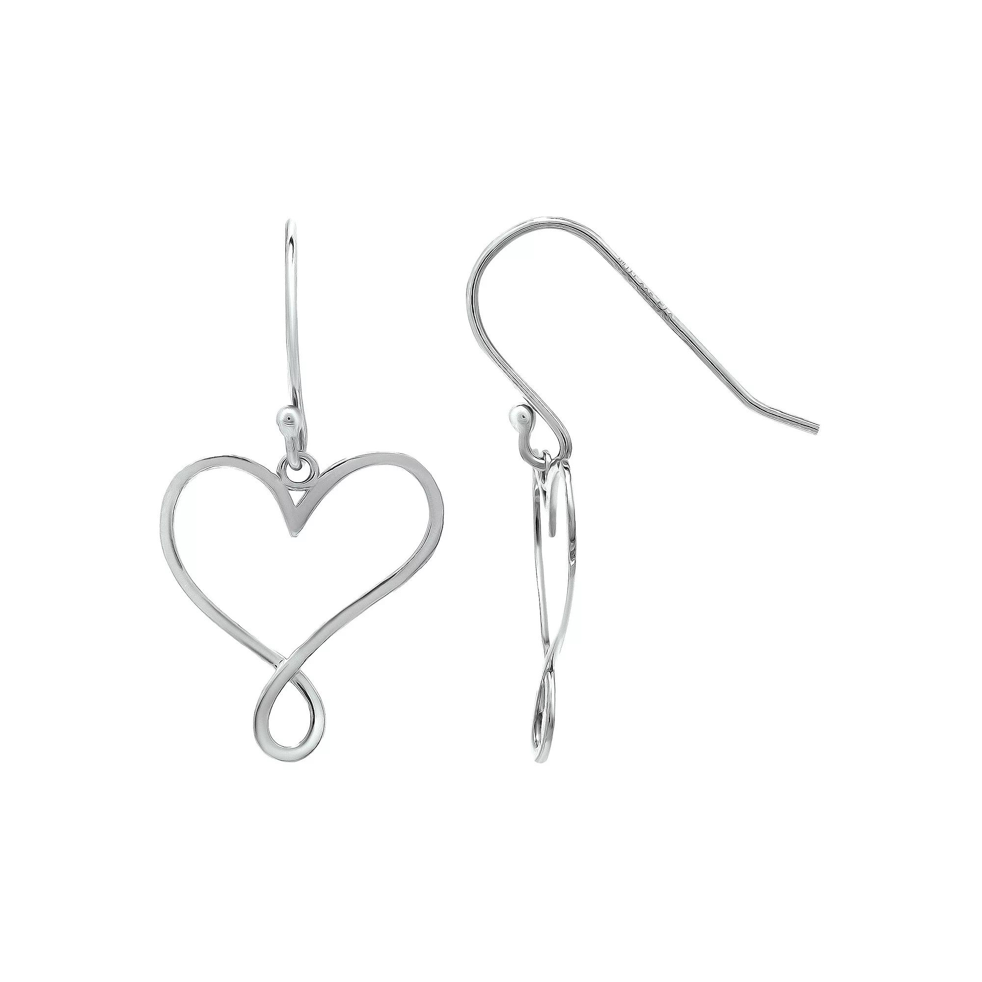 Aleure Precioso Infintiy Heart Fishhook Drop Earrings, Women's, Silver Tone Product Image