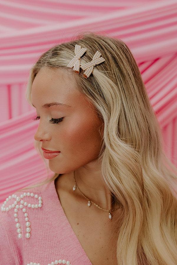 Country Club Charm Bow Hair Clip Set Product Image