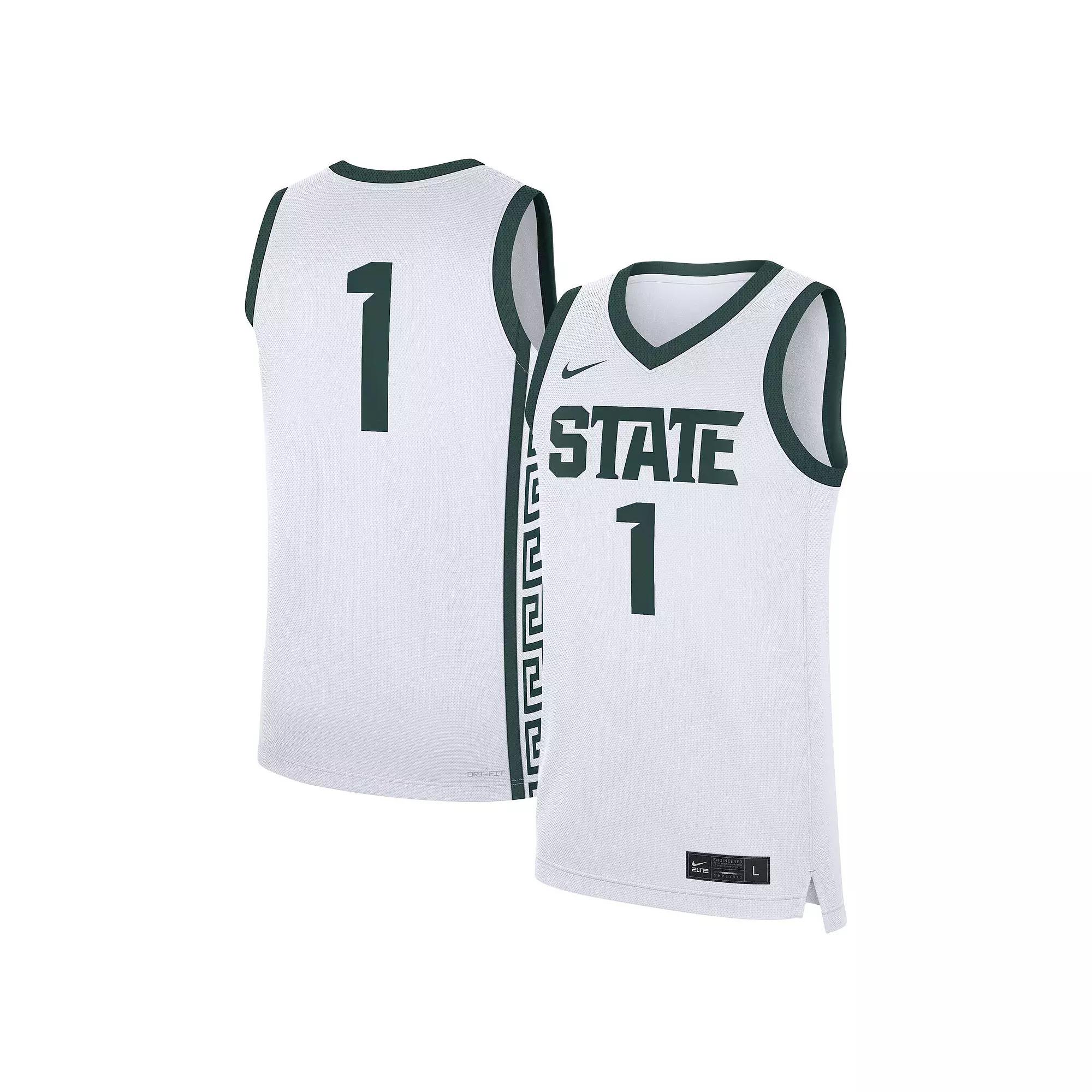 Men's Nike #1 White Michigan State Spartans Home Replica Jersey,  Product Image