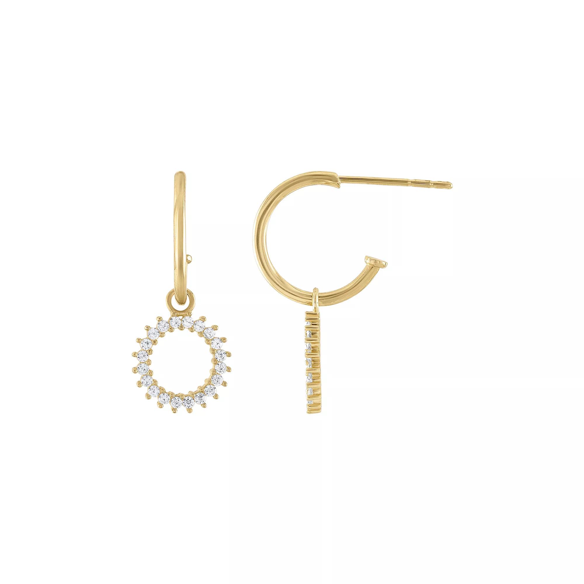 Amella Jewels 10k Gold Cubic Zirconia Circle Drop Hoop Earrings, Women's Product Image