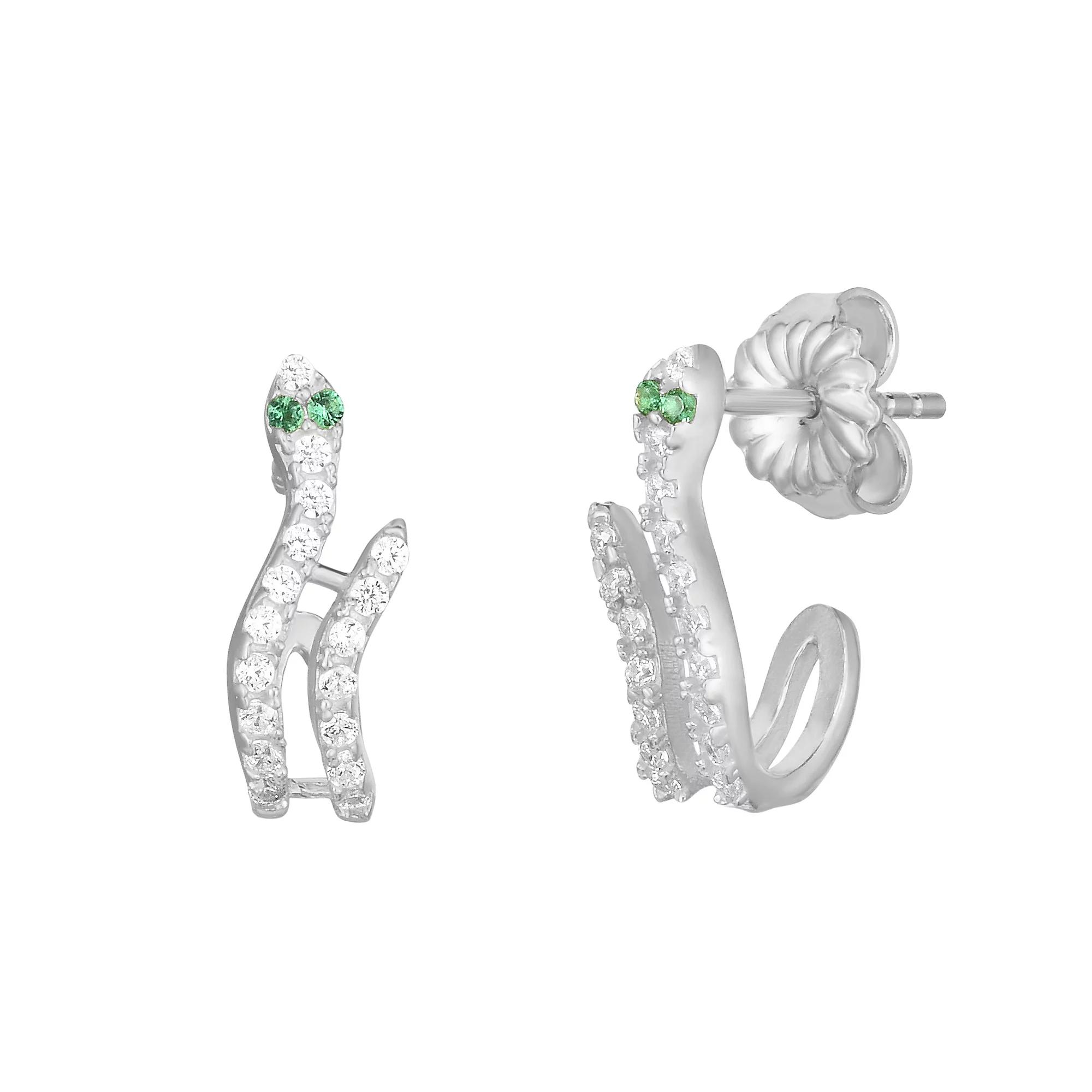 Sunkissed Sterling Cubic Zirconia Snake Stud Earrings, Womens, Silver Tone Product Image