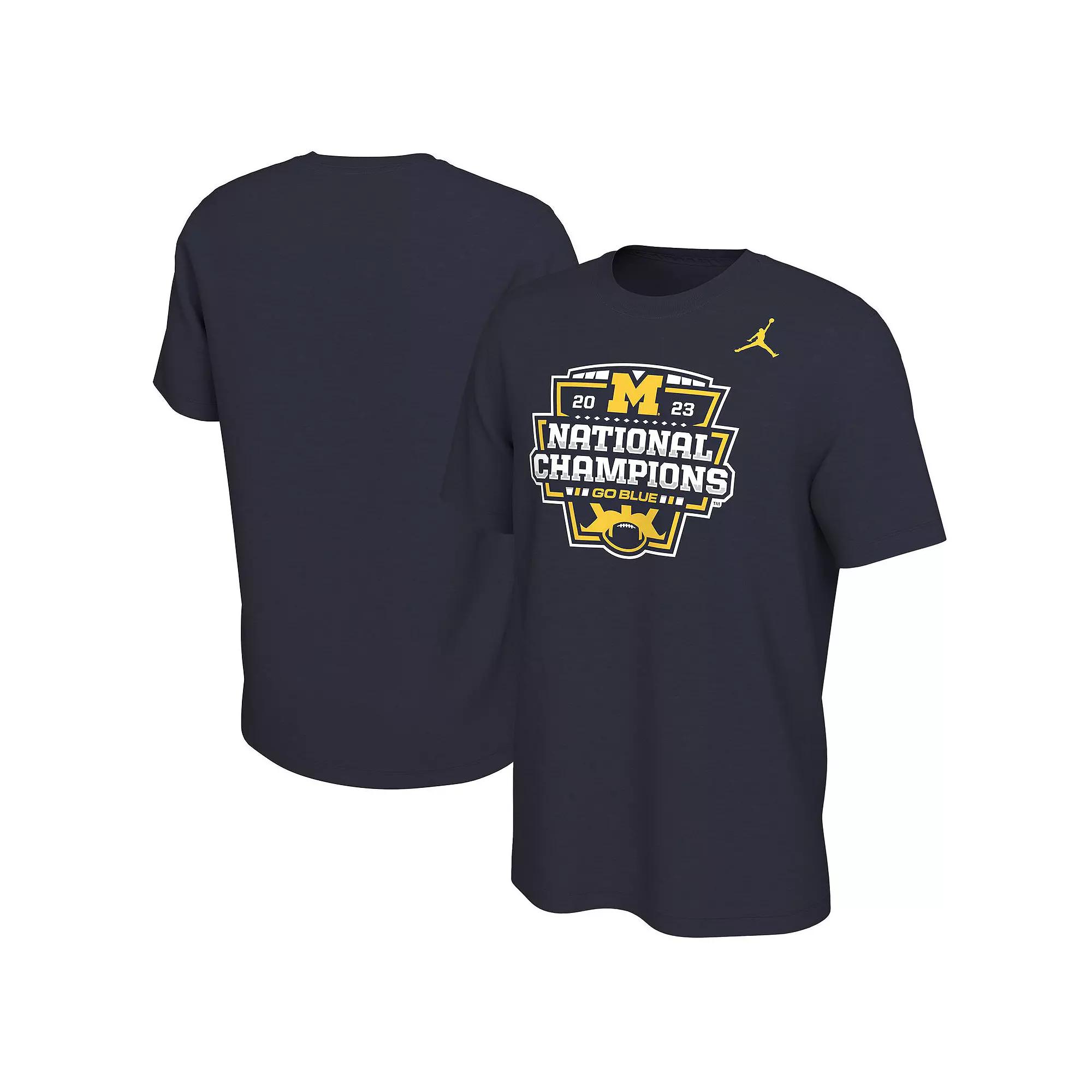 Men's Jordan Brand Navy Michigan Wolverines College Football Playoff 2023 National Champions Team T-Shirt, Size: Small, Blue Product Image