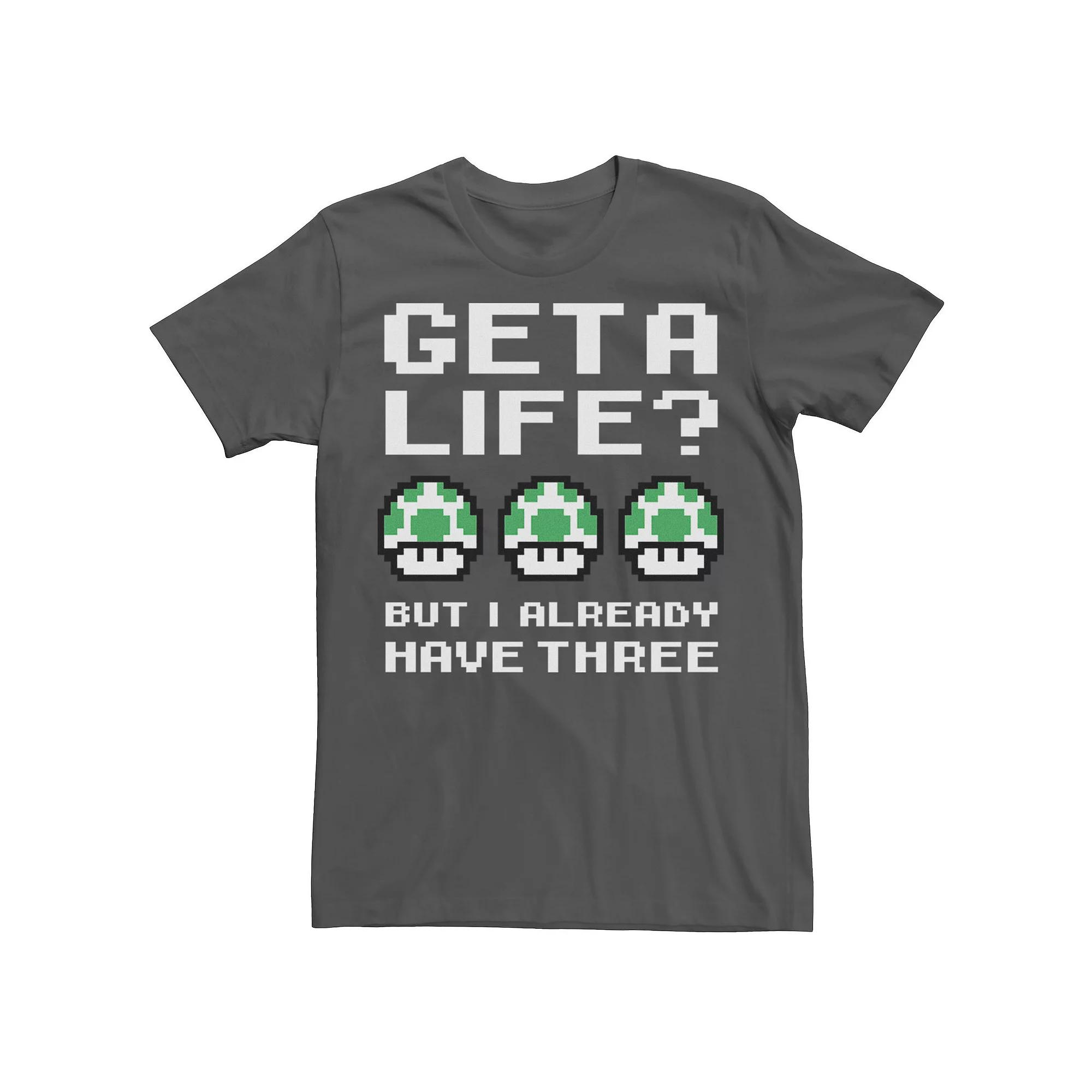 Men's Nintendo Super Mario 1UP Get A Life But I Already Have Three Tee,  Product Image