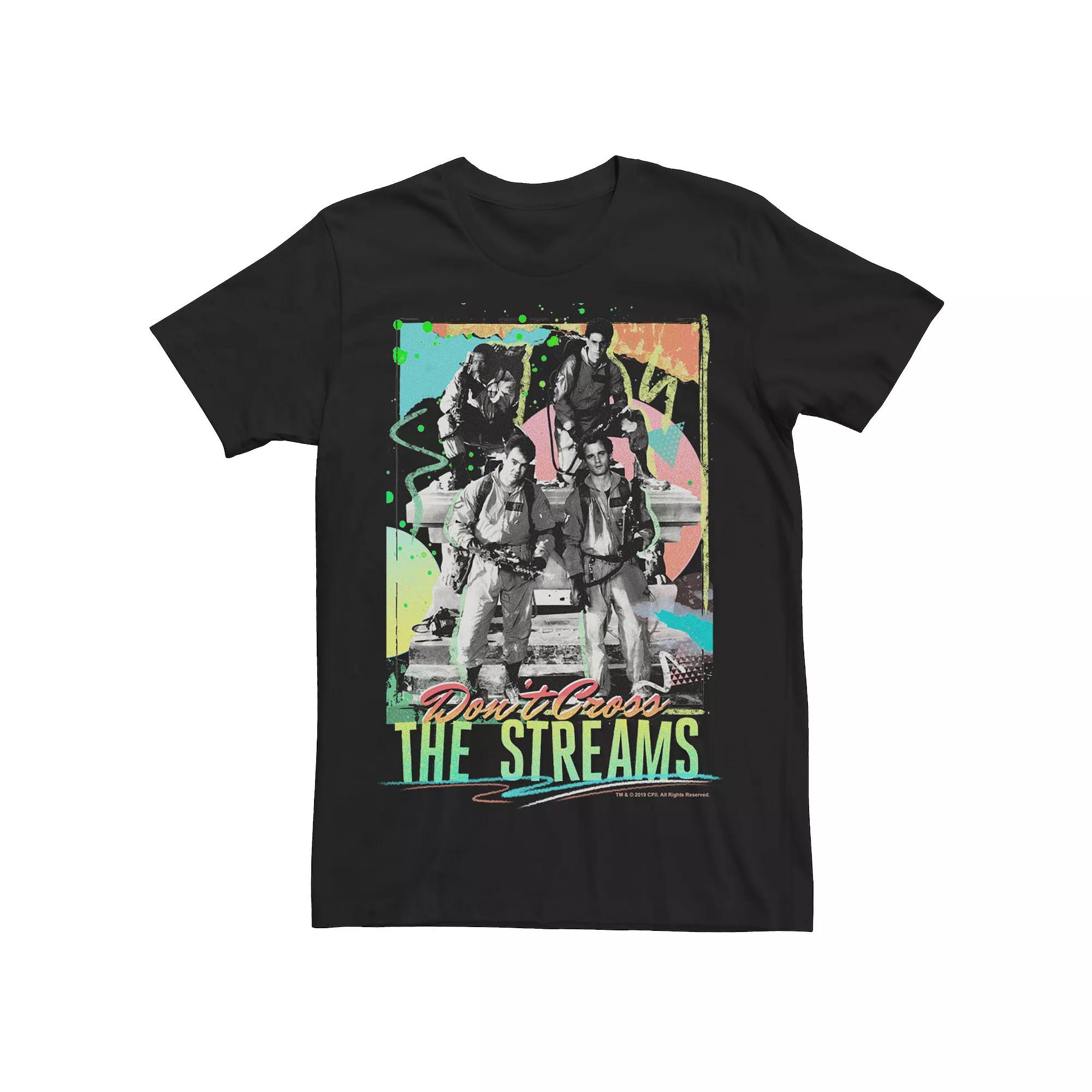 Men's Ghostbusters Don't Cross The Streams Retro Neon Poster Graphic Tee,  Product Image