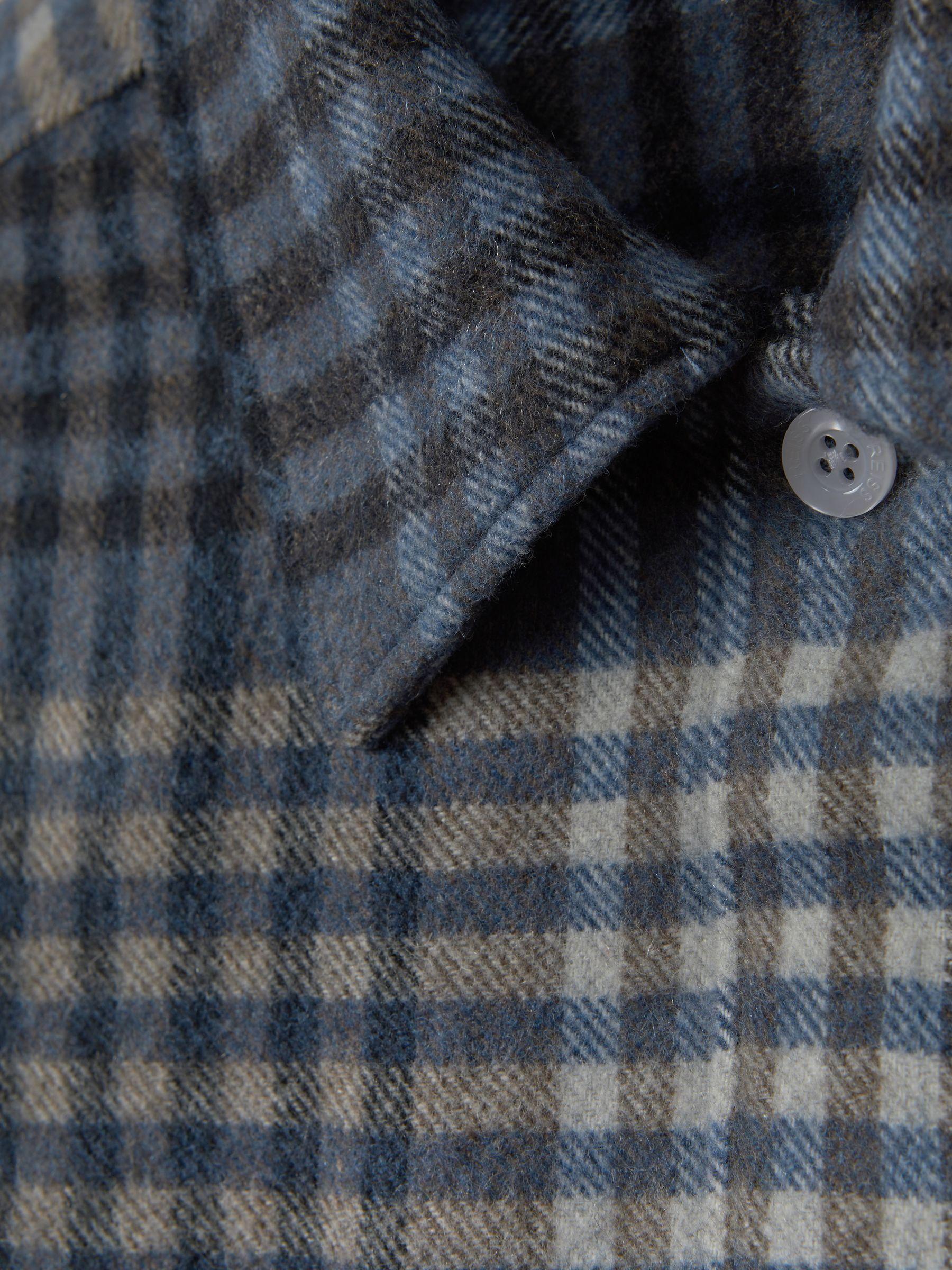Brushed Check Button-Through Overshirt in Blue Multi Product Image
