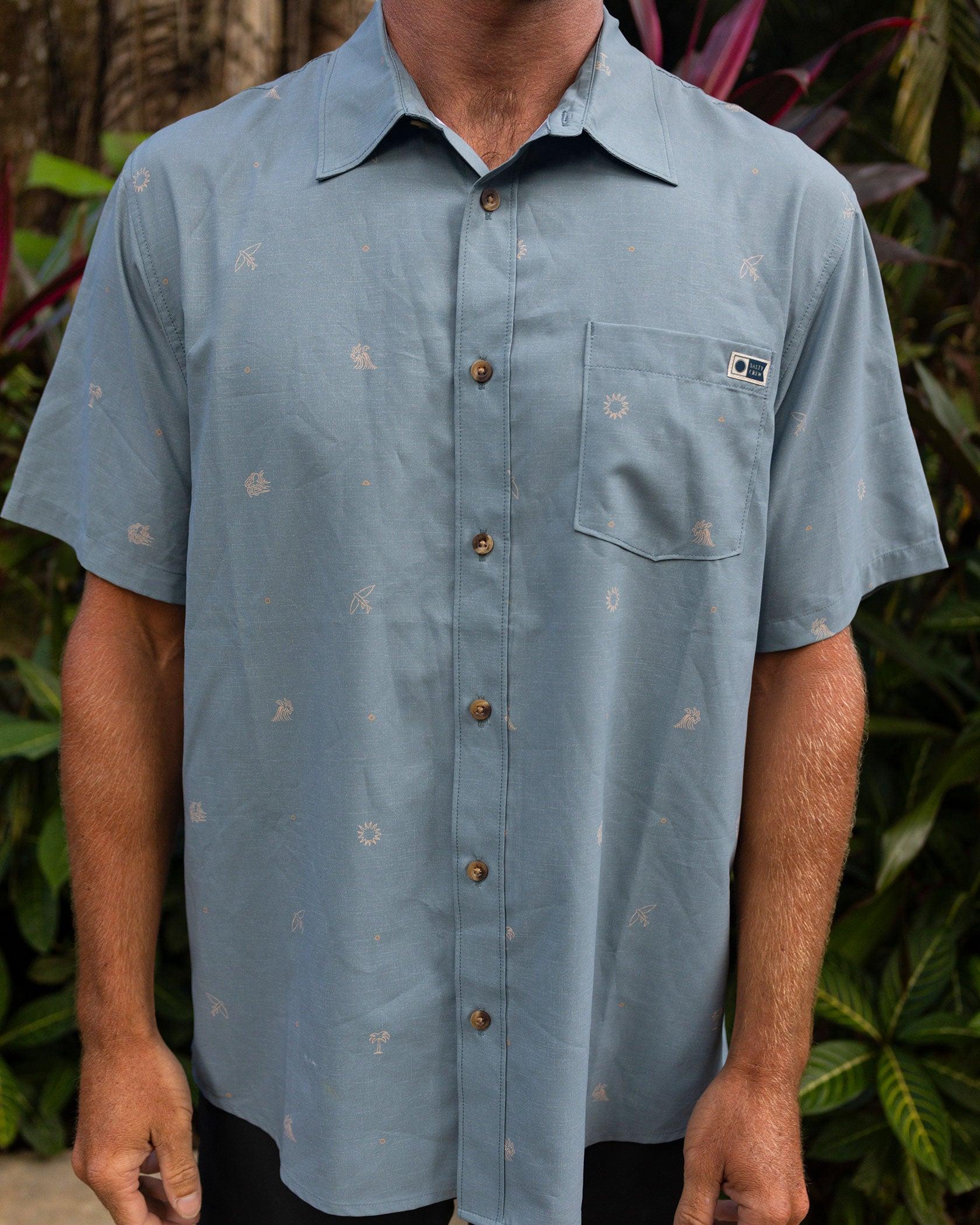 Micro Vibes UV Button Up - Deep Sea Male Product Image