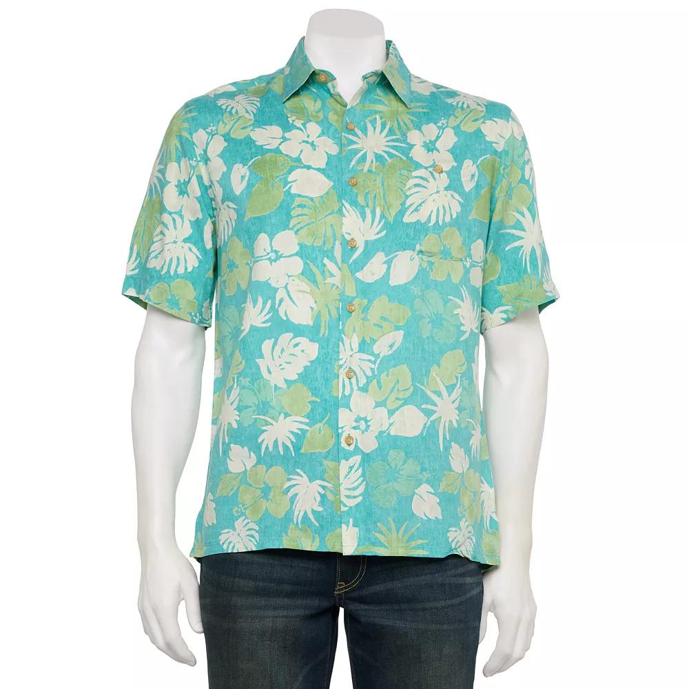 Men's Newport Blue Short Sleeve Button Down Shirt, Size: Small, Green Tropic Product Image