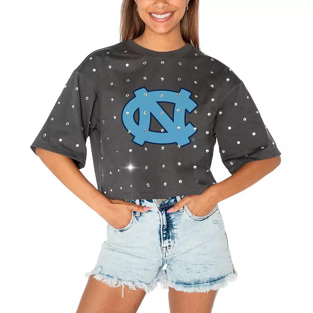 Women's Gameday Couture Gray North Carolina Tar Heels Go Time Rhinestone Crop T-Shirt,  Product Image