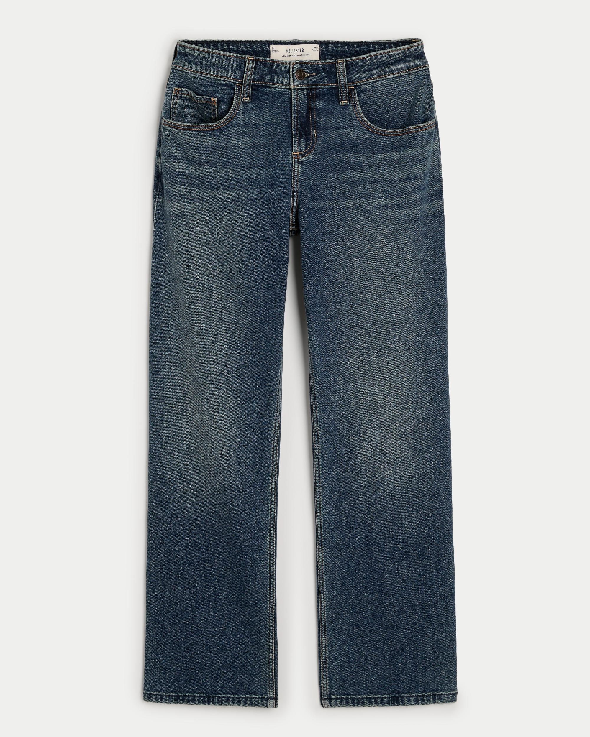 Low-Rise Medium Wash Relaxed Straight Jeans Product Image