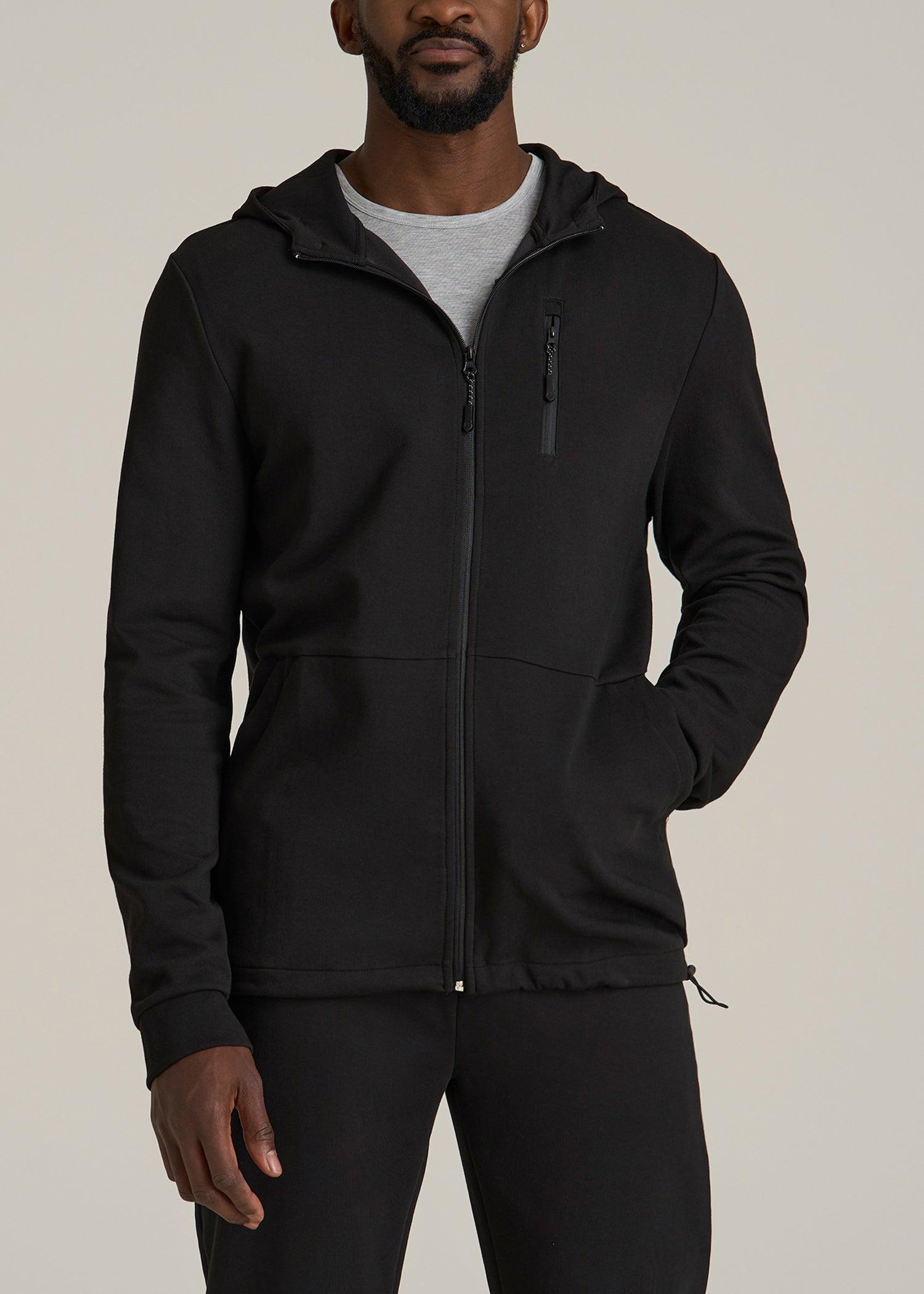 Tech-Knit Long Track Jacket for Tall Men in Black Male Product Image