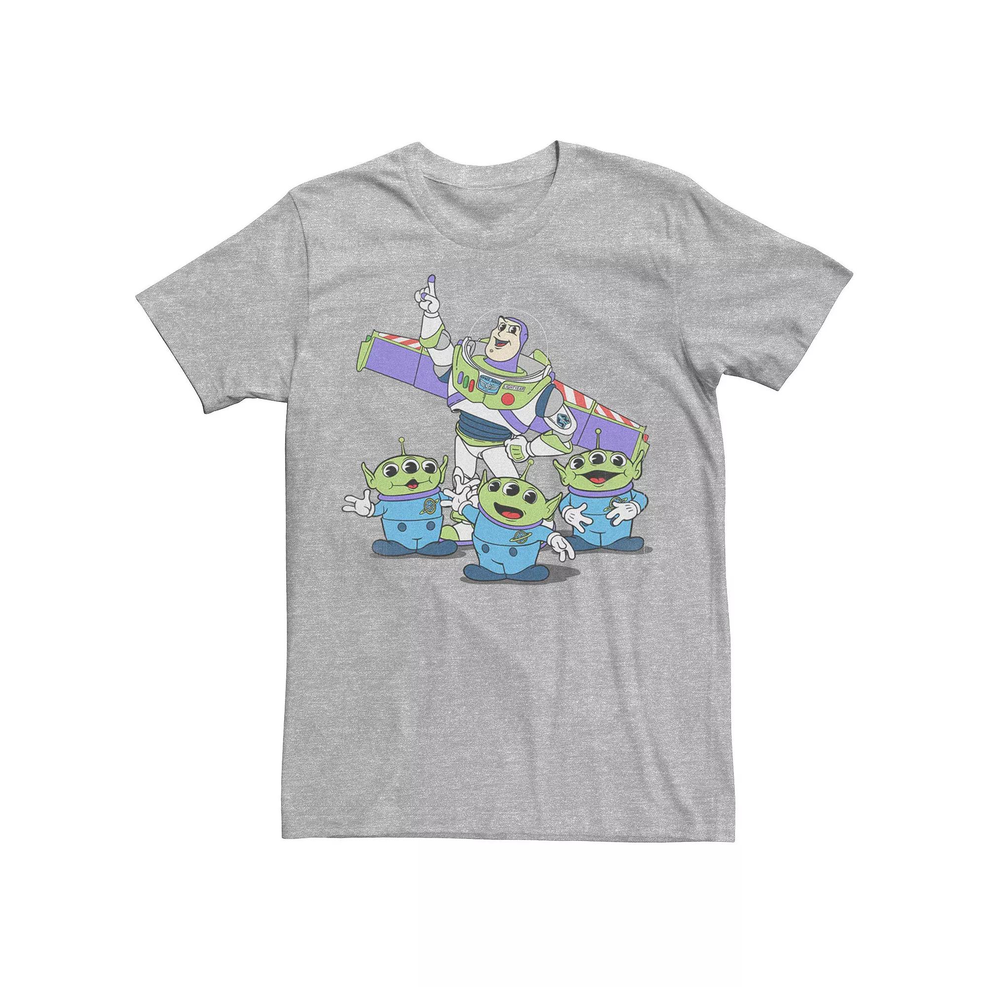 Disney / Pixar's Toy Story Buzz Lightyear And Aliens Men's Vintage Look Tee, Size: XXL, Athletic Grey Product Image