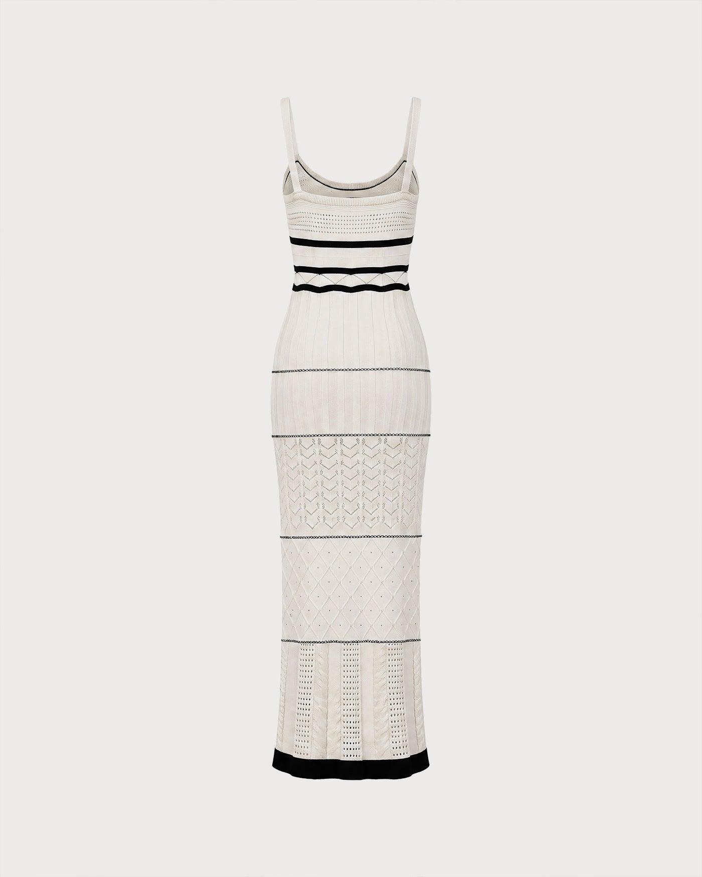 Beige Contrasting Textured Slip Maxi Dress Product Image