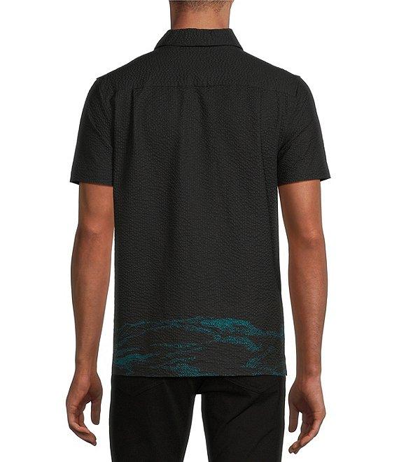 Murano Shape of Water Collection Slim Fit Placed Anglerfish Print Seersucker Short Sleeve Convertible Camp Shirt Product Image