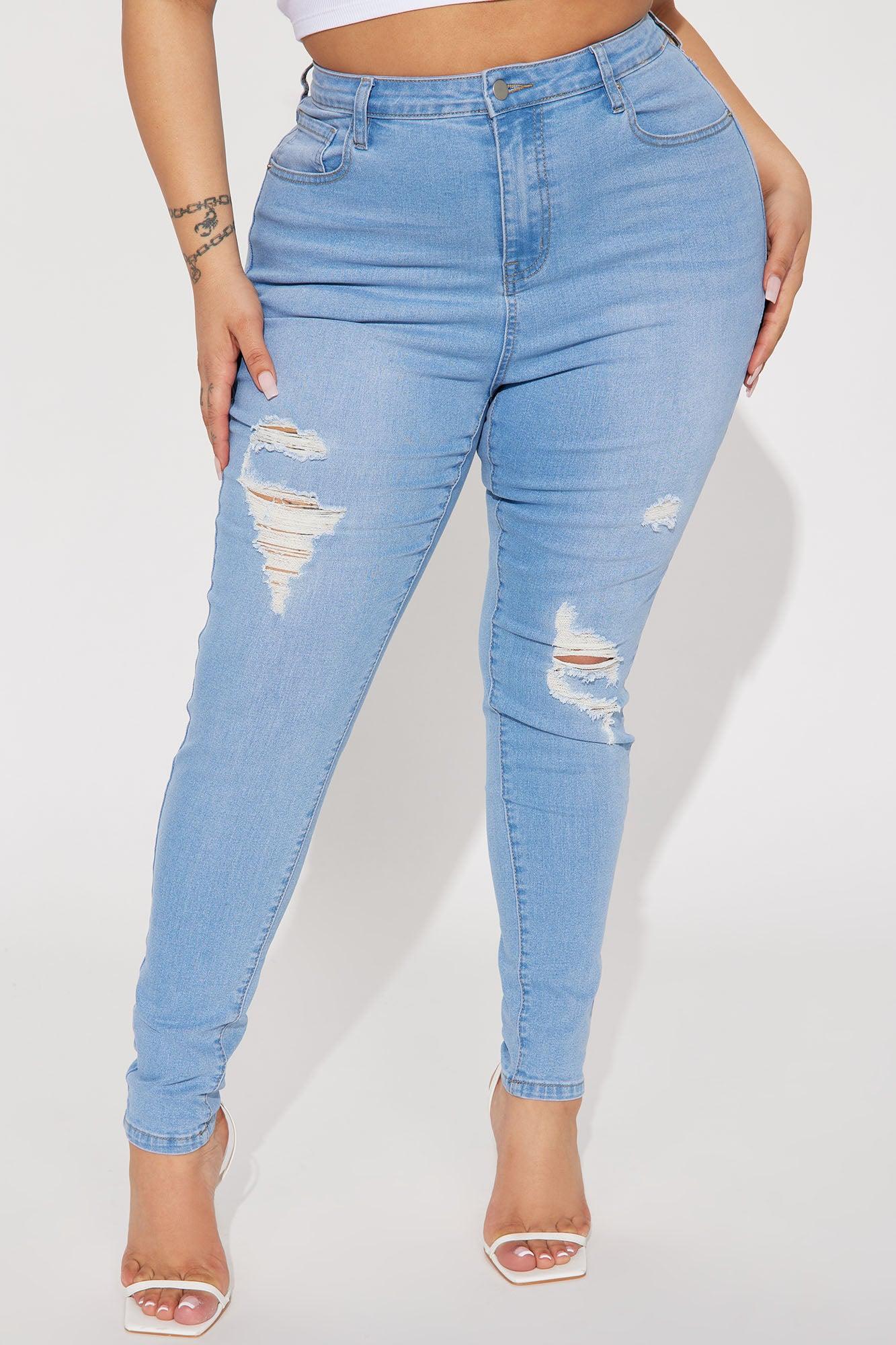 Dakota Ripped High Rise Stretch Skinny Jeans - Light Wash Product Image