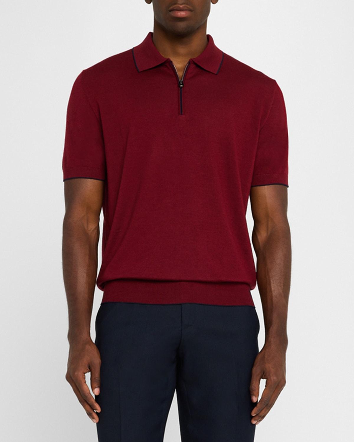 Mens Tipped Short-Sleeve Polo Sweater Product Image