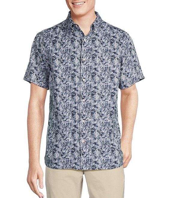 Cremieux Blue Label French Linen Paisley Print Short Sleeve Woven Shirt Product Image