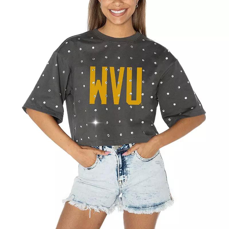 Women's Gameday Couture Gray West Virginia Mountaineers Go Time Rhinestone Crop T-Shirt,  Product Image