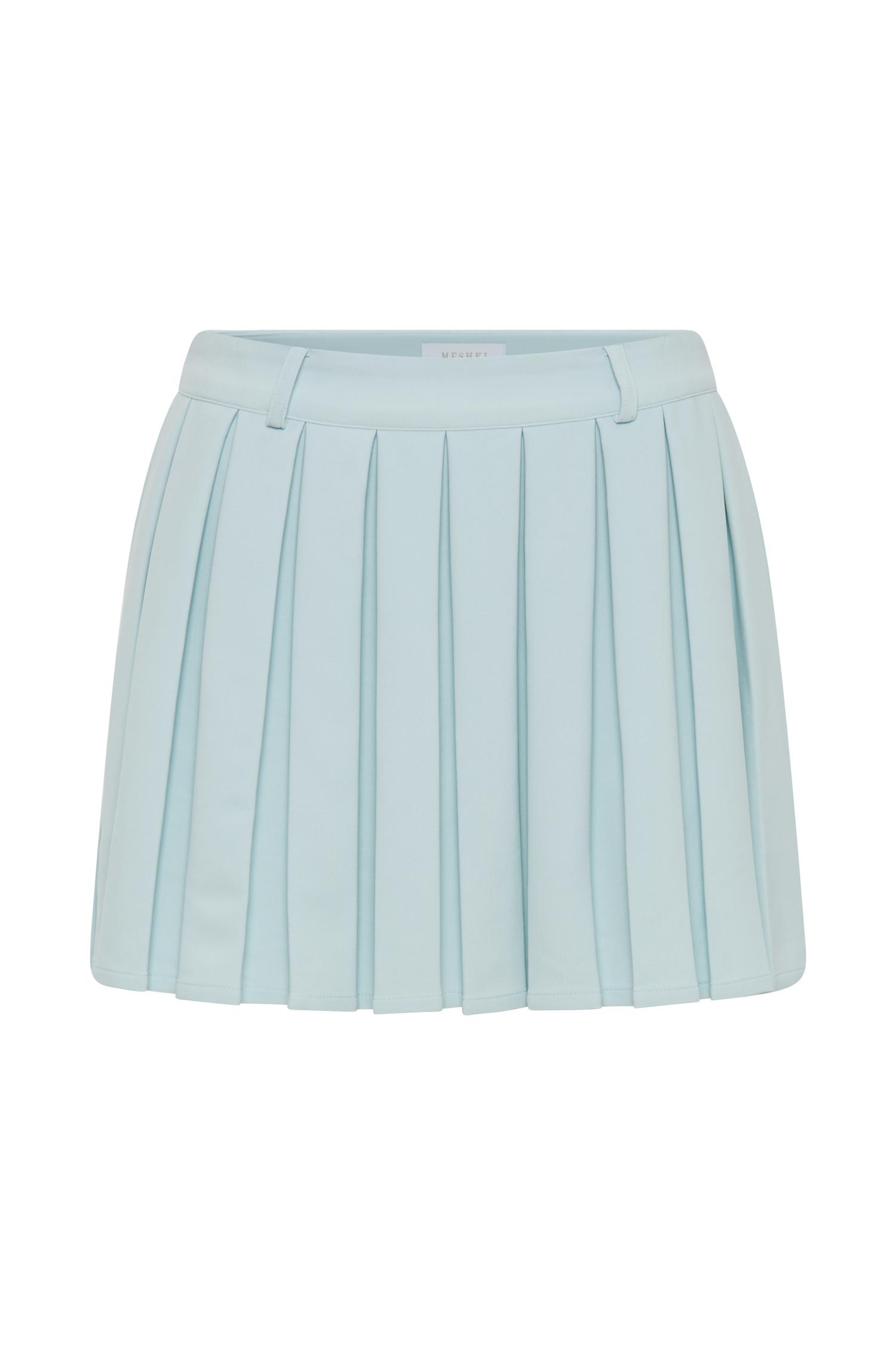 Mura Pleated Mini Skirt - Ice Blue Product Image