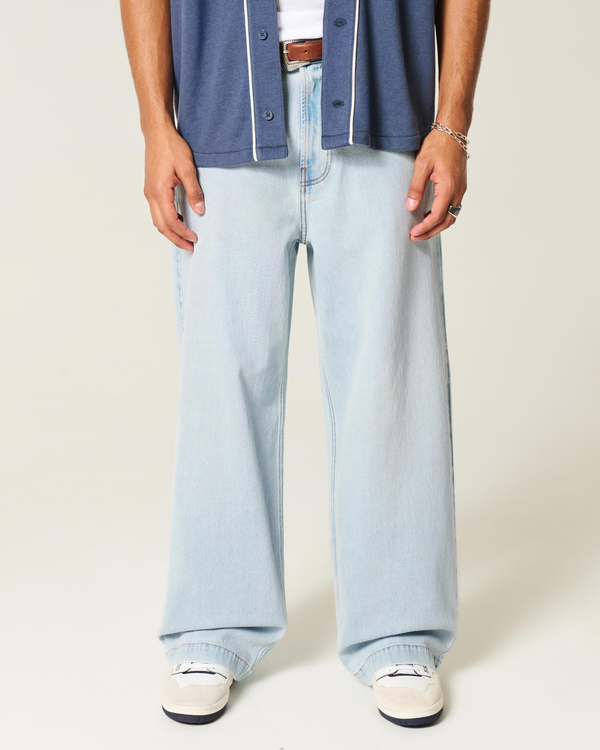 Light Wash New York Graphic Super Baggy Jeans Product Image