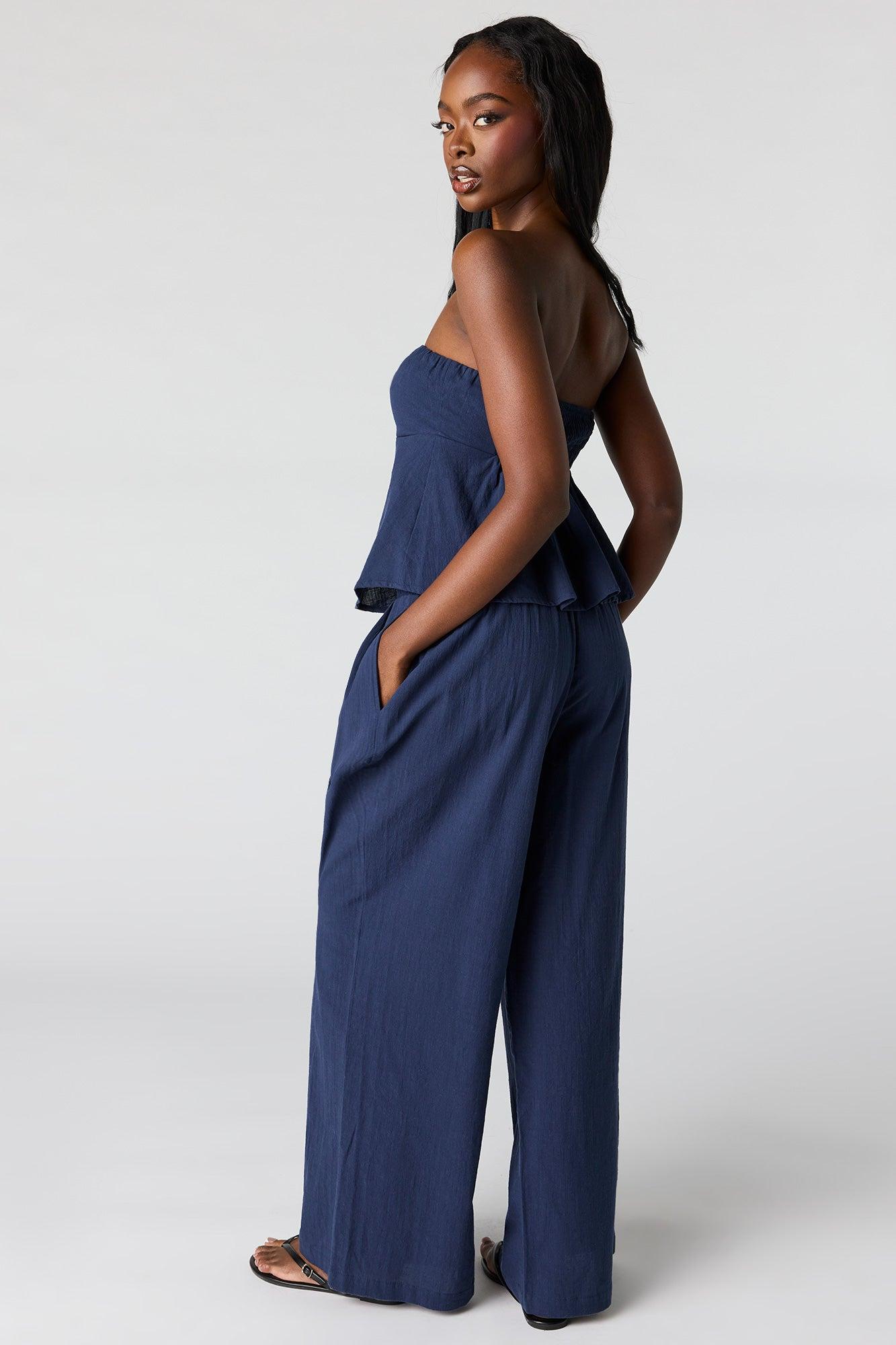 Smocked Waist Wide Leg Pant Female Product Image