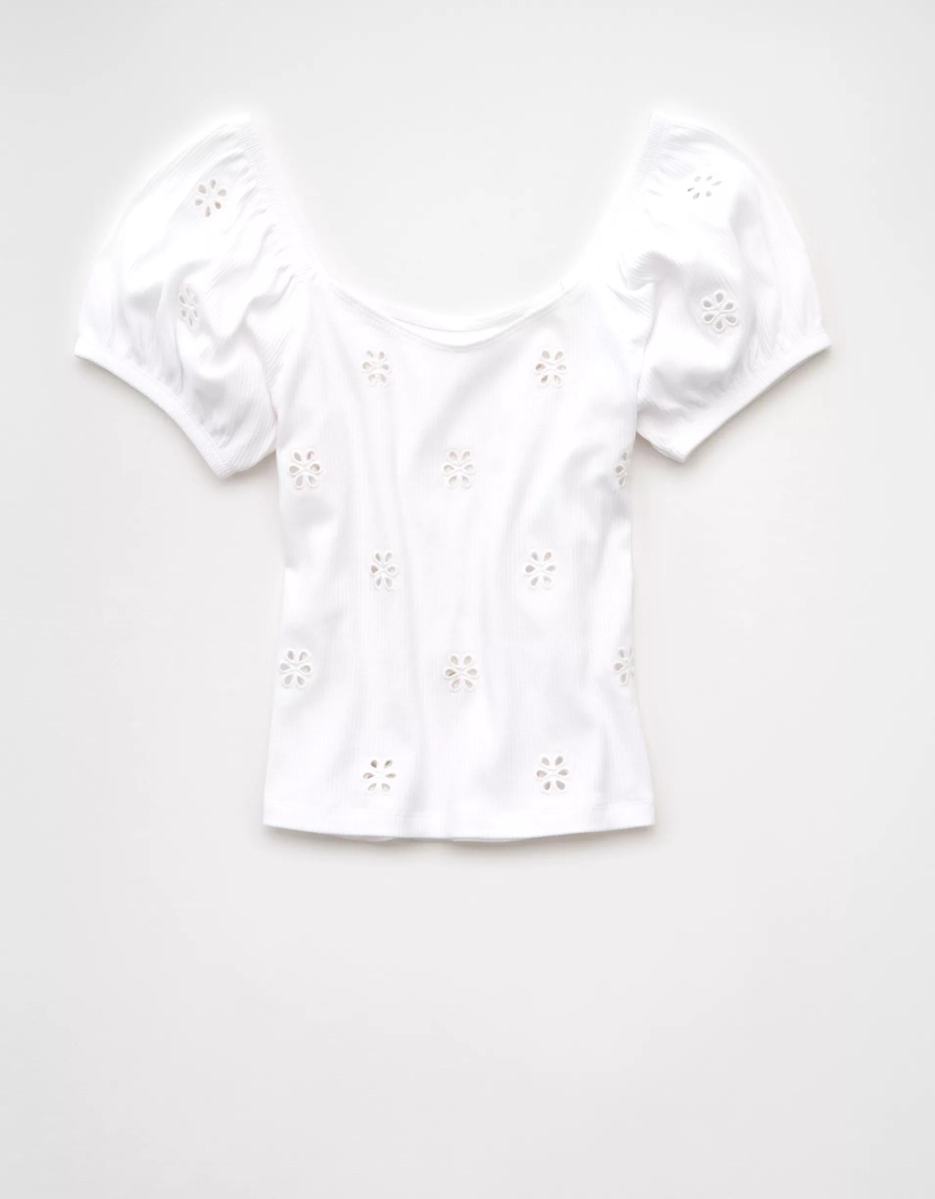 AE Puff Sleeve Embroidered Shirt Product Image