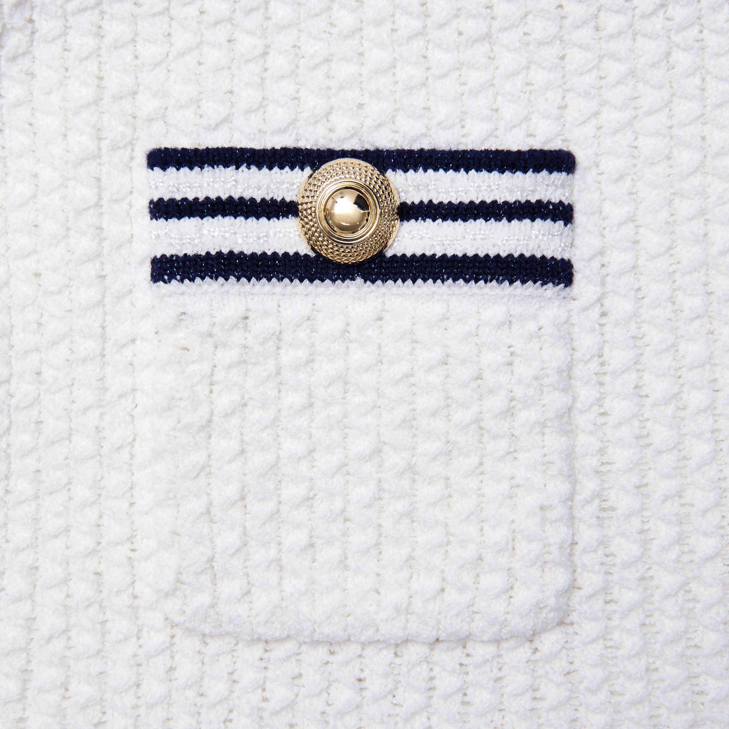 White Textured Knit Mini Skirt Product Image