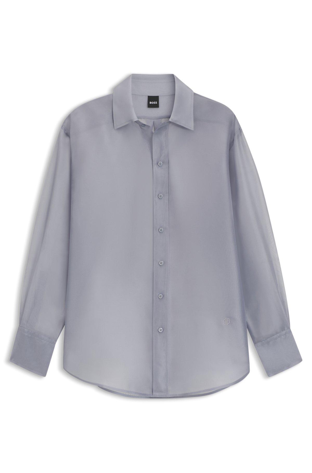 Long-sleeved blouse in silk organza Product Image