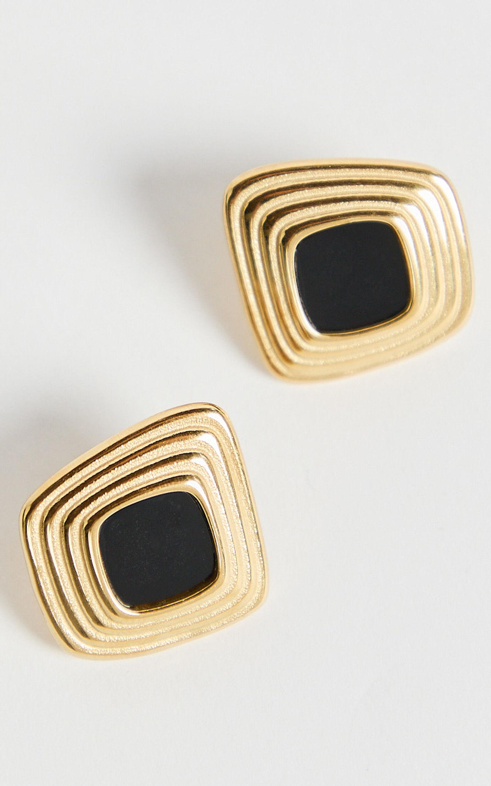 Gena Earrings - Square Stud Earrings in Gold Product Image