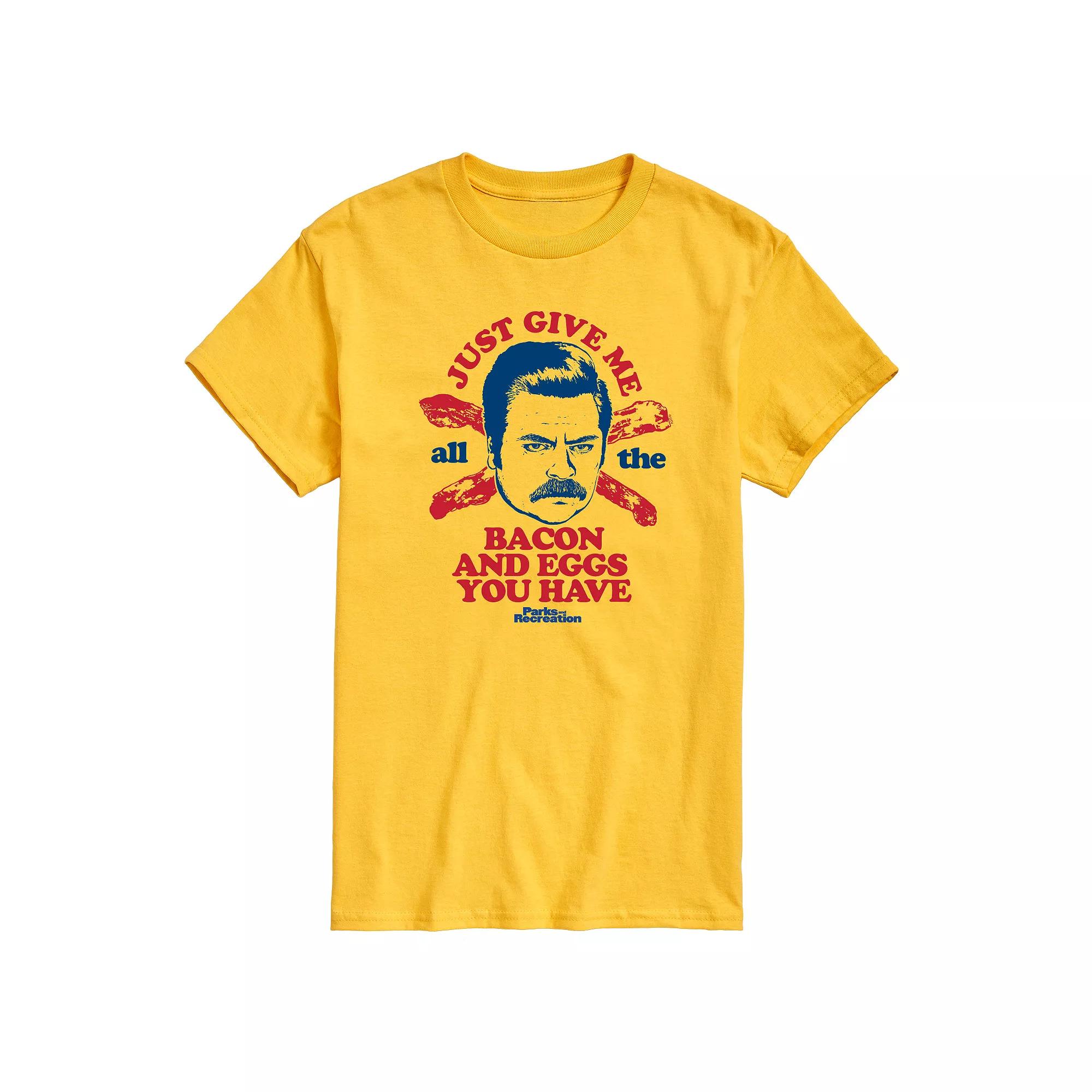 Men's Parks And Recs Ron Bacon Eggs Graphic Tee,  Product Image