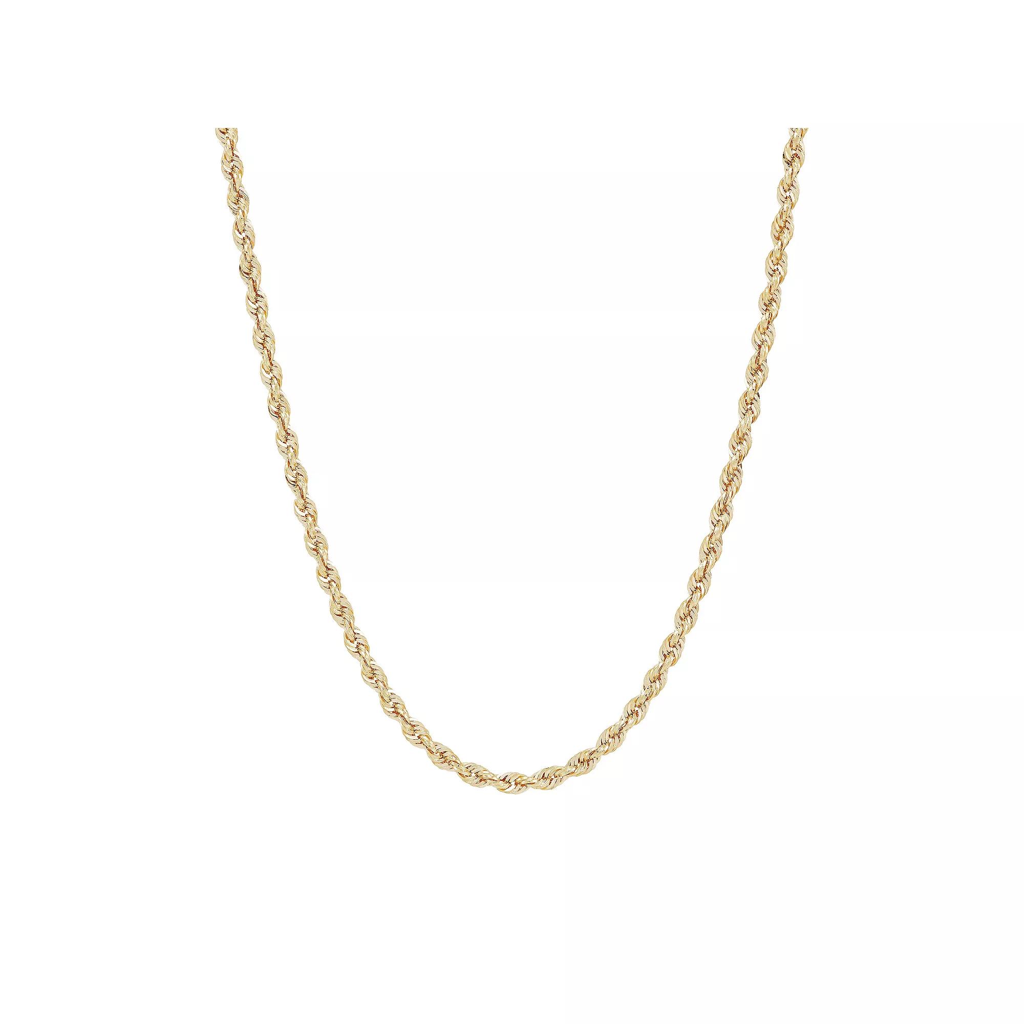Everlasting Gold 10k Gold 2.5 mm Rope Chain Necklace, Womens Product Image
